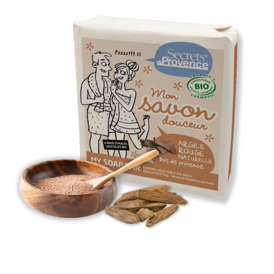 Gentle Red Clay Organic Soap with Provence Wood Scent - Pure n' Bio
