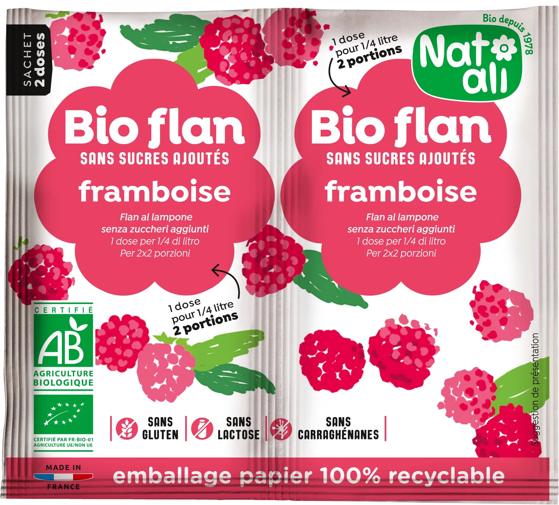 Bio-Flan Organic Dessert - Available in Strawberry, Raspberry, and Rose Flavors - Pure n' Bio