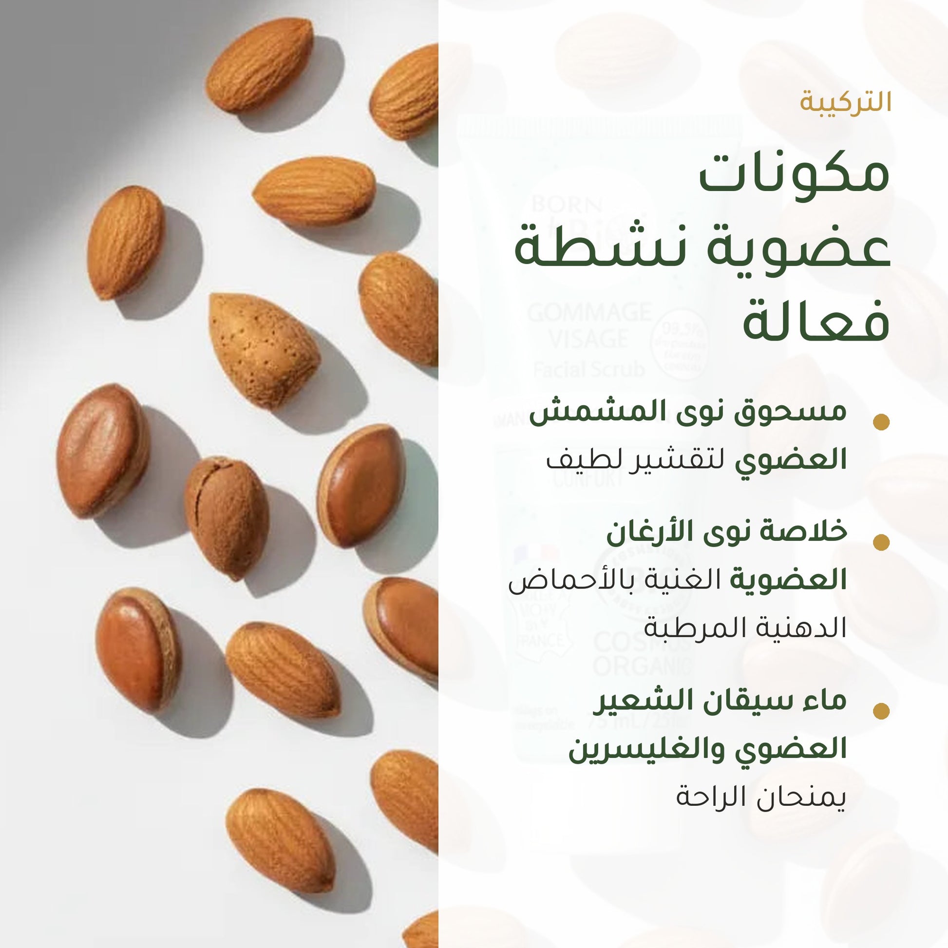 مقشر الوجه باللوز الحلو والأرغان– صُنع في فيشي، فرنسا | بورن تو بيو فيشي – شريحة 3