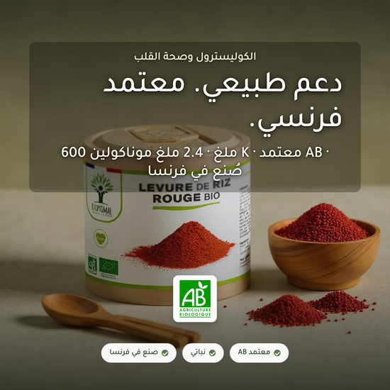 مكمّل الأرز الأحمر المخمّر – دعم الكوليسترول وصحة القلب – مكمّل عضوي صُنع في فرنسا | بيور آن بيو