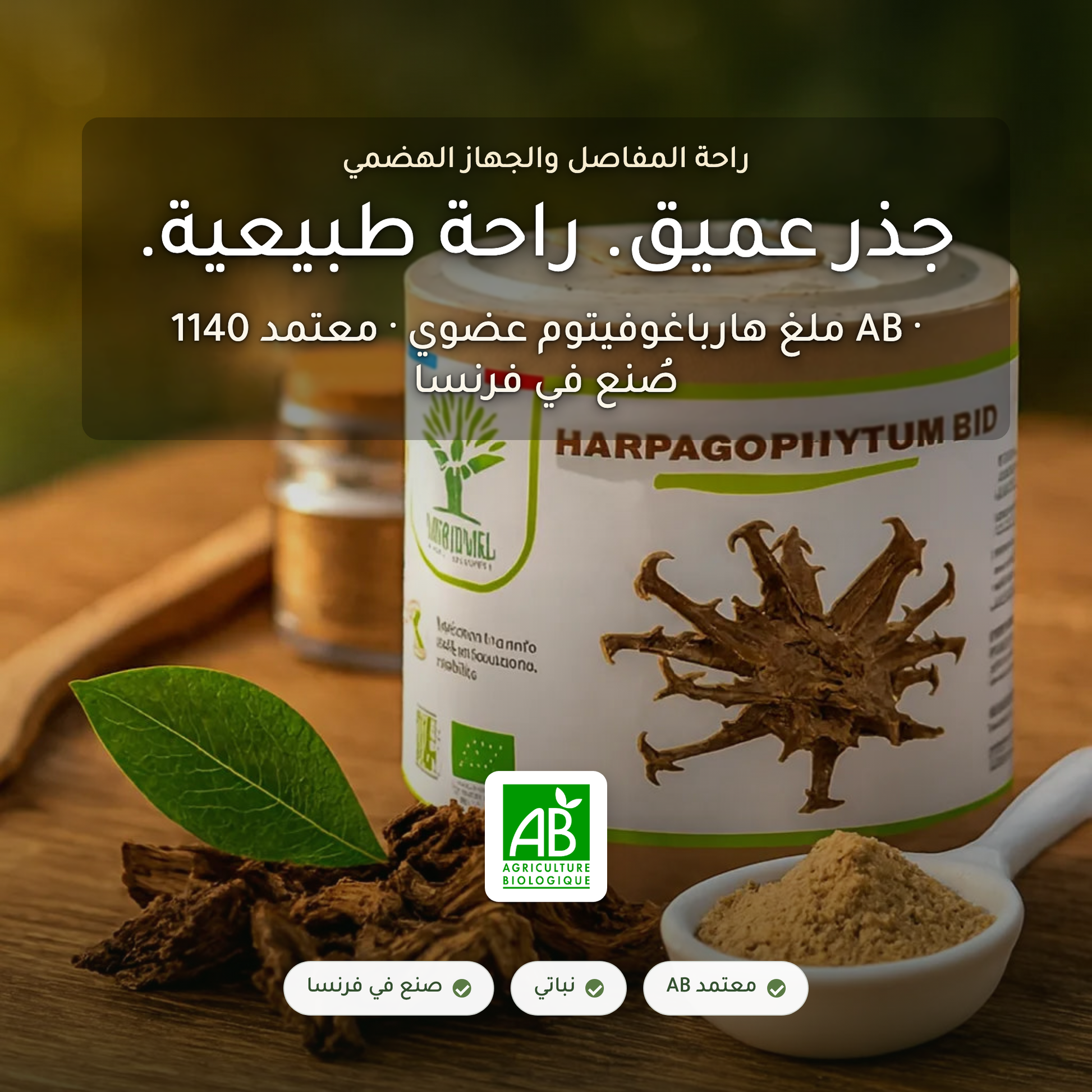 مكمّل مخلب الشيطان العضوي – راحة المفاصل والجهاز الهضمي – صُنع في فرنسا | بيور آن بيو