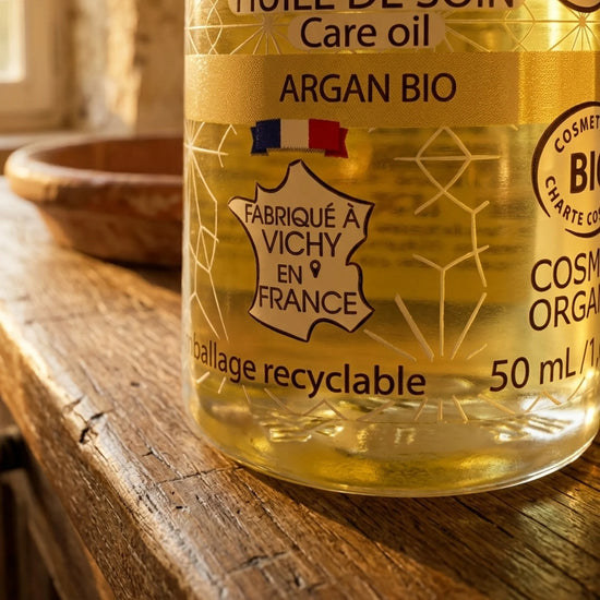 Organic Argan Care Oil by Born to Bio — Fabriqué à Vichy en France, COSMOS ORGANIC certified, 50 ml