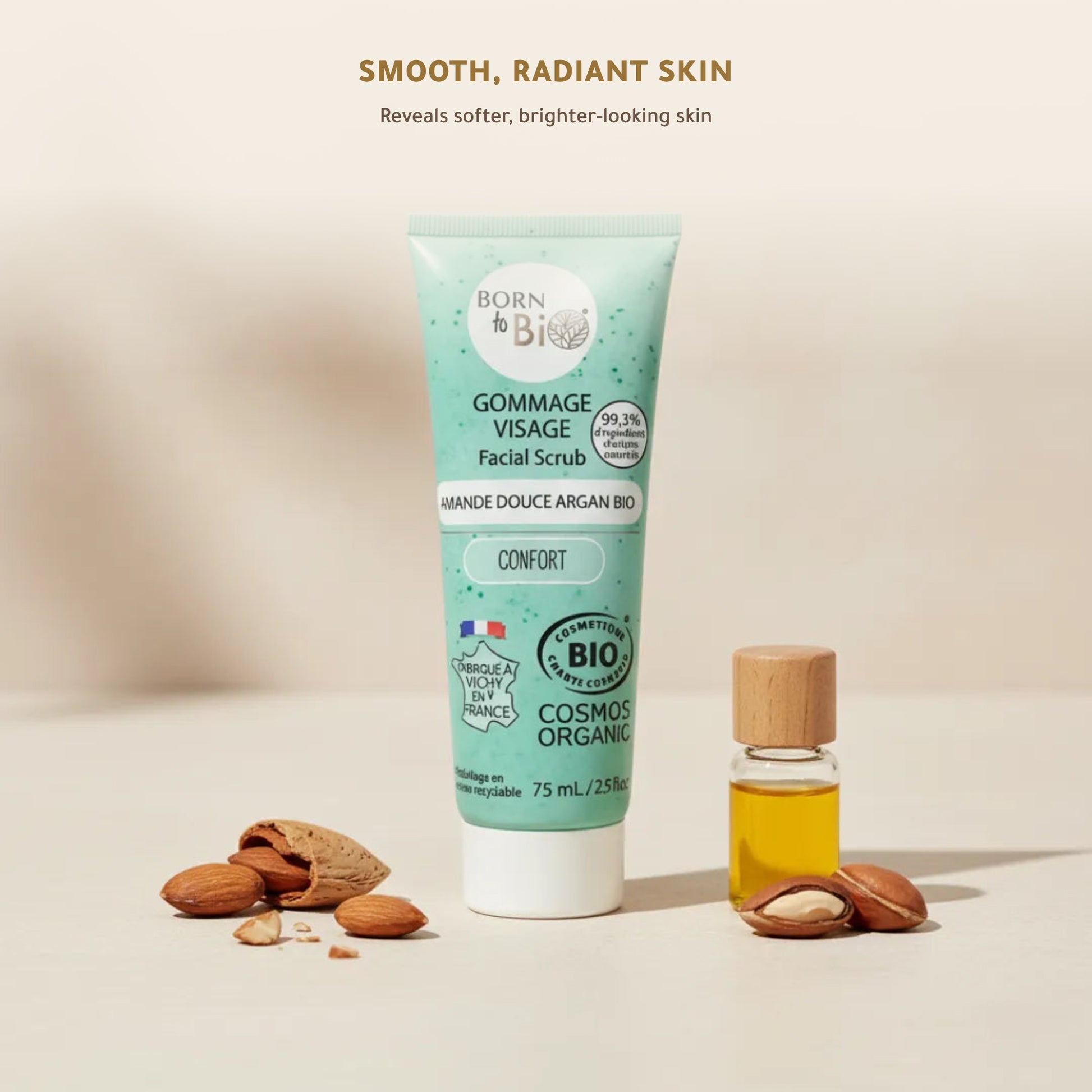 Sweet Almond Argan Face Scrub– Made in Vichy, France | Born to Bio Vichy – slide 6