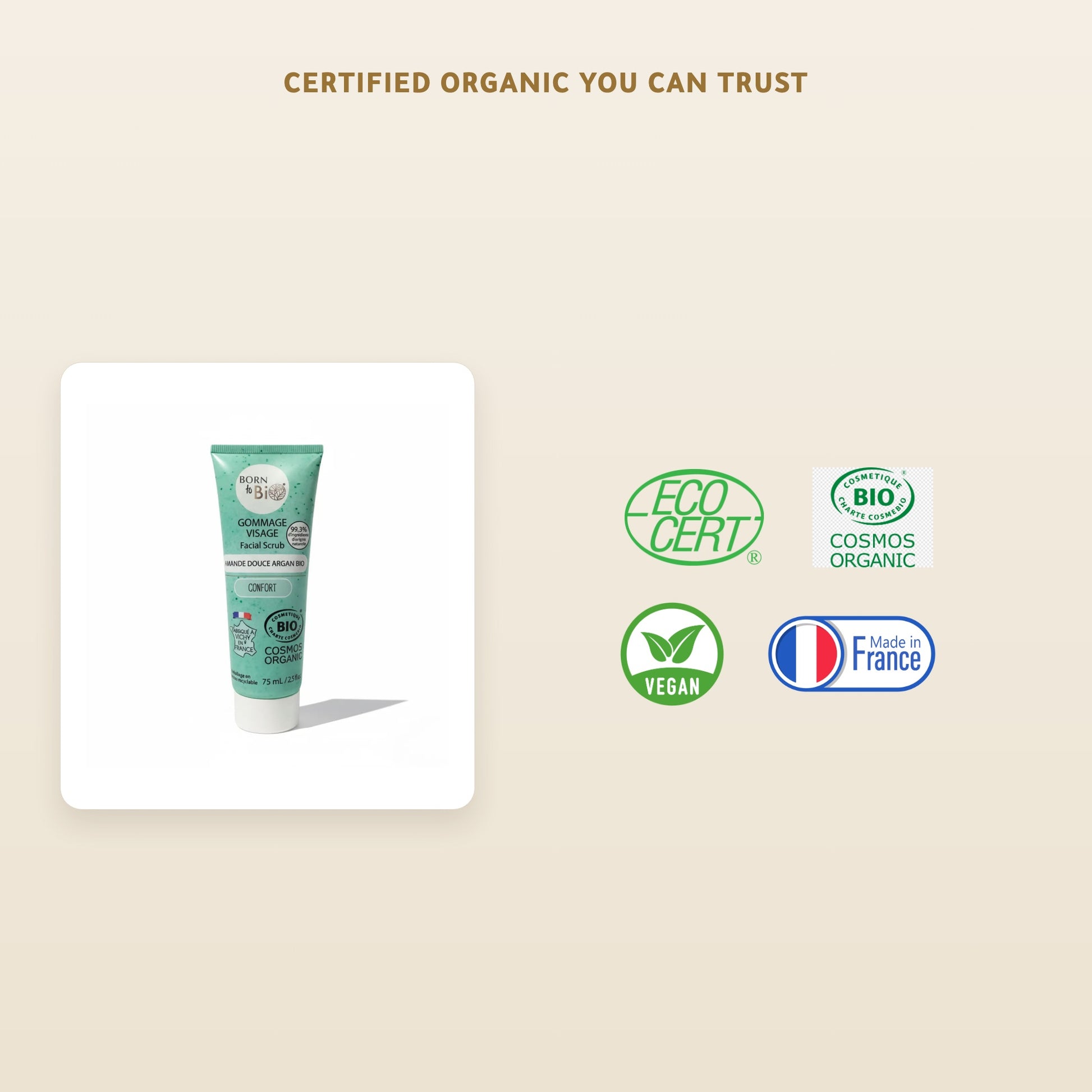 Sweet Almond Argan Face Scrub– Made in Vichy, France | Born to Bio Vichy – slide 7