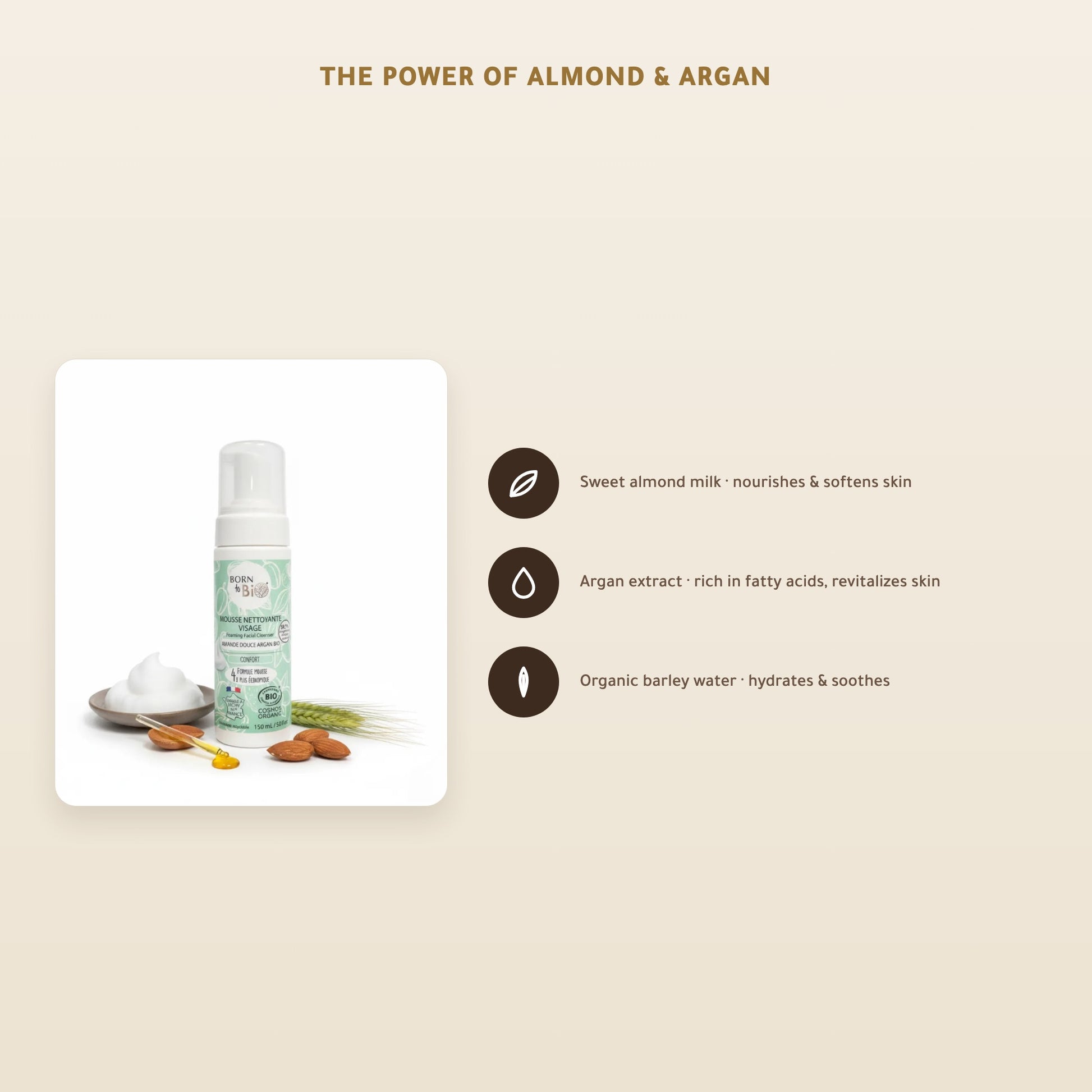 [EN] Organic Almond & Argan Face Cleansing Foam | Born to Bio Vichy – slide 3