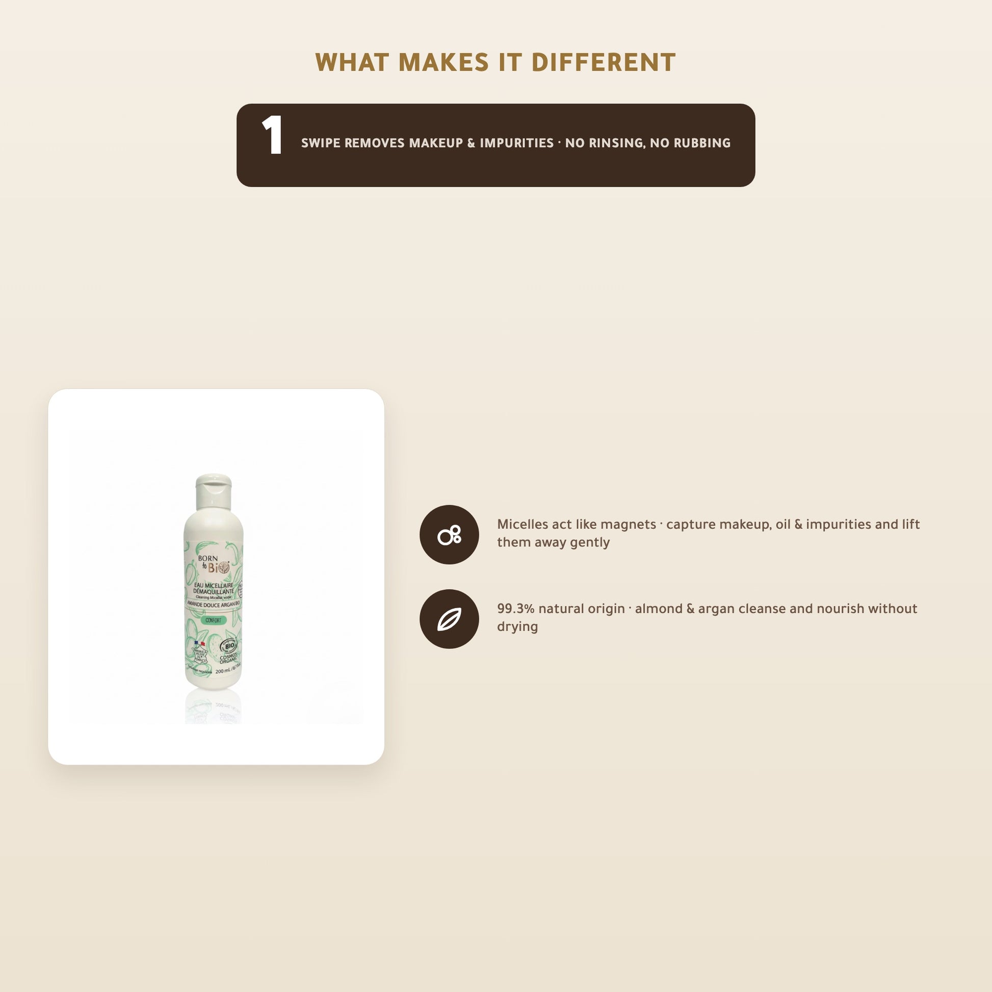 [EN] Organic Almond & Argan Micellar Water – Made in Vichy, France | Born to Bio Vichy – slide 2