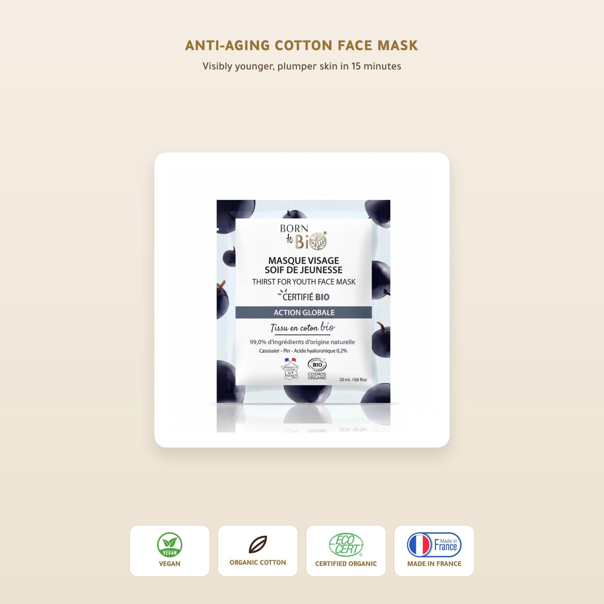 [EN] Organic Anti-Aging Cotton Face Mask – Made in Vichy, France | Born to Bio Vichy – slide 1