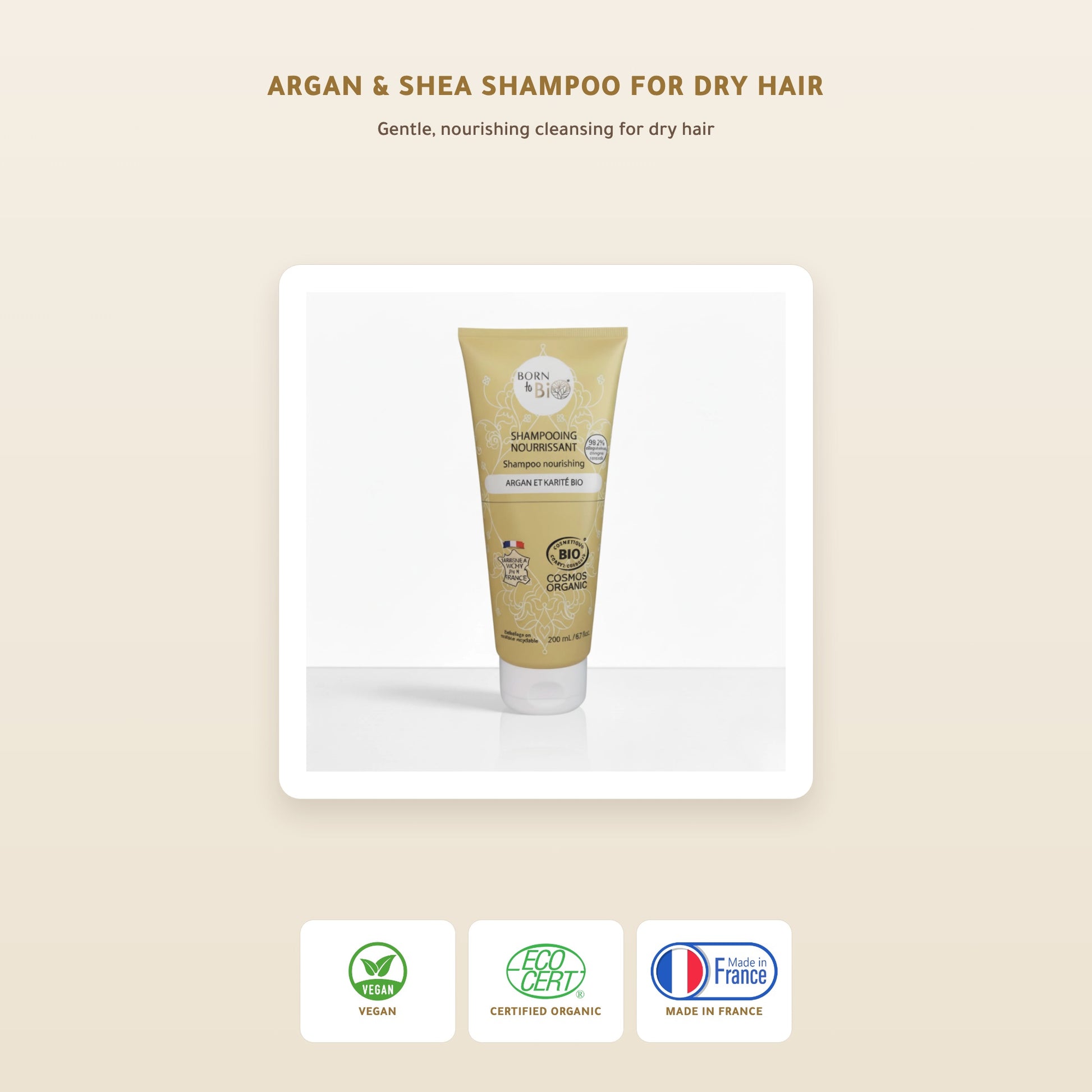 Organic Nourishing Argan & Shea Shampoo for Dry Hair – Certified Organic | Born to Bio Vichy – slide 1