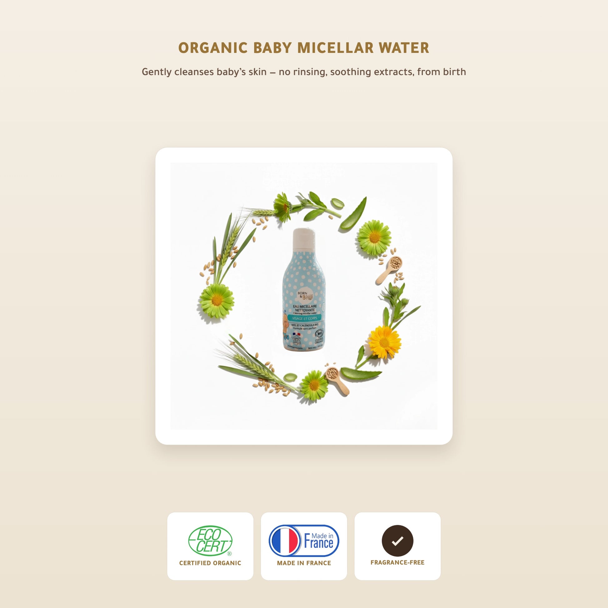 Organic Micellar Cleansing Water for Baby – Certified Organic | Born to Bio Vichy – slide 1