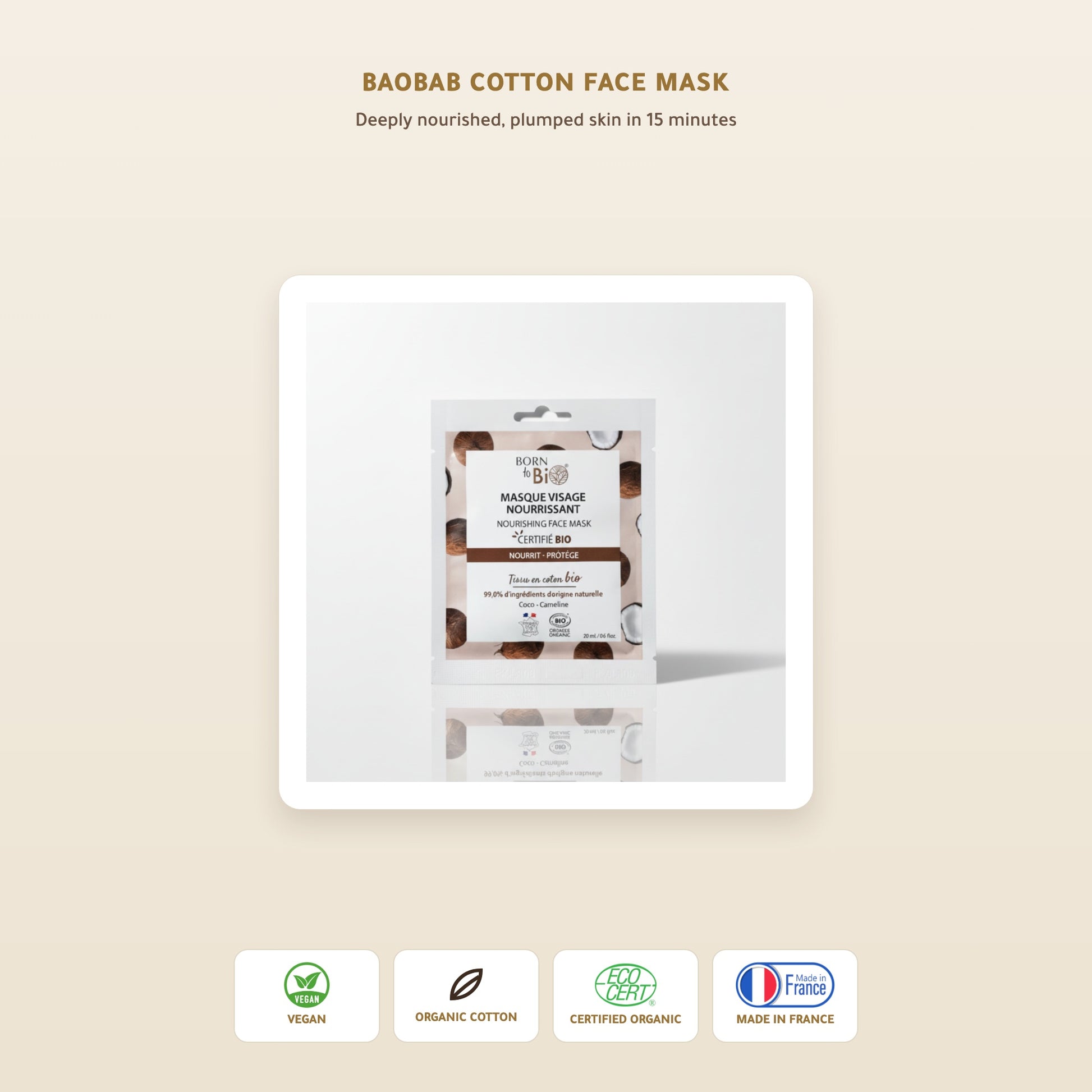 [EN] Organic Cotton Mask with Baobab Extract – Certified Organic | Born to Bio Vichy – slide 1