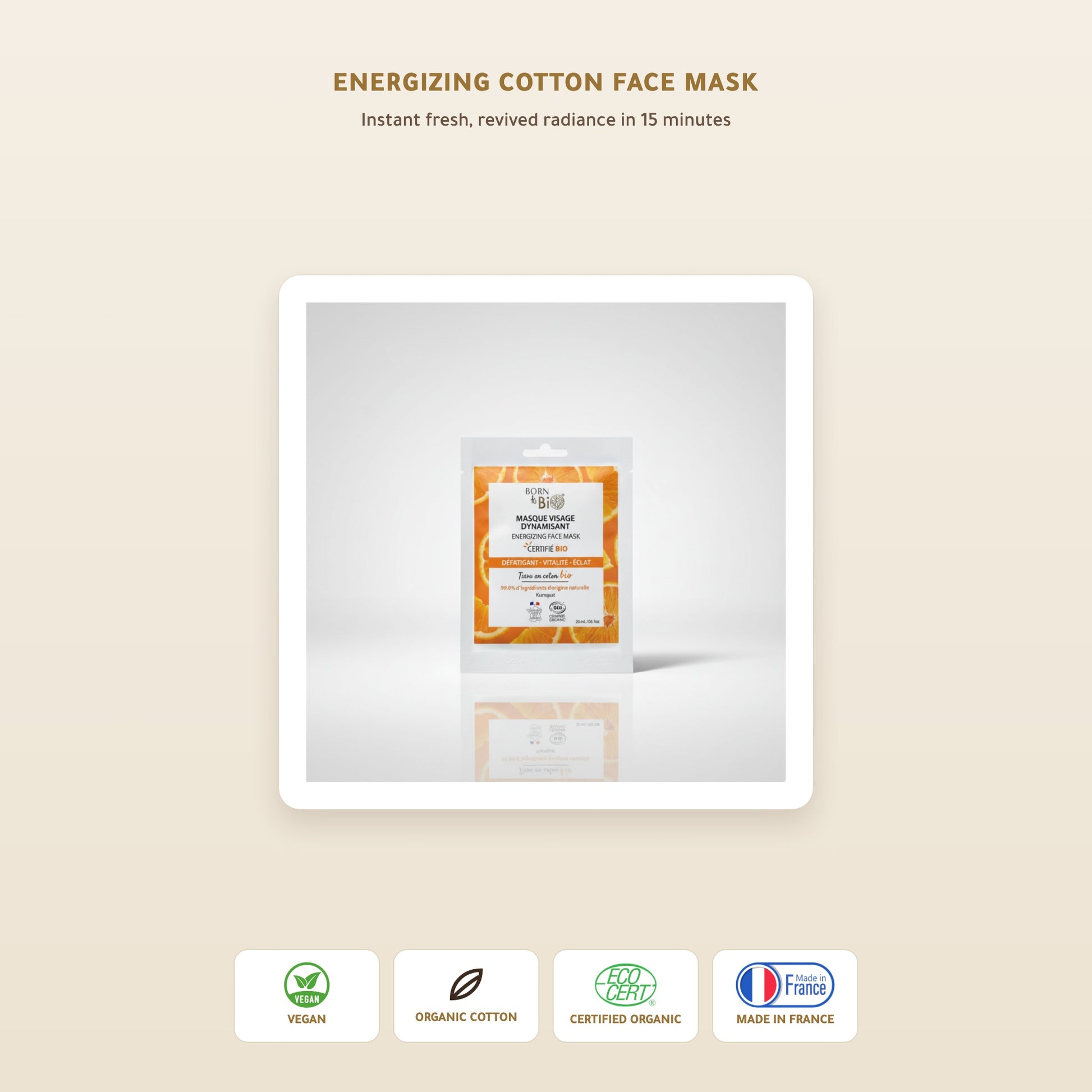 Organic Energizing Cotton Face Mask – Certified Organic | Born to Bio Vichy – slide 1