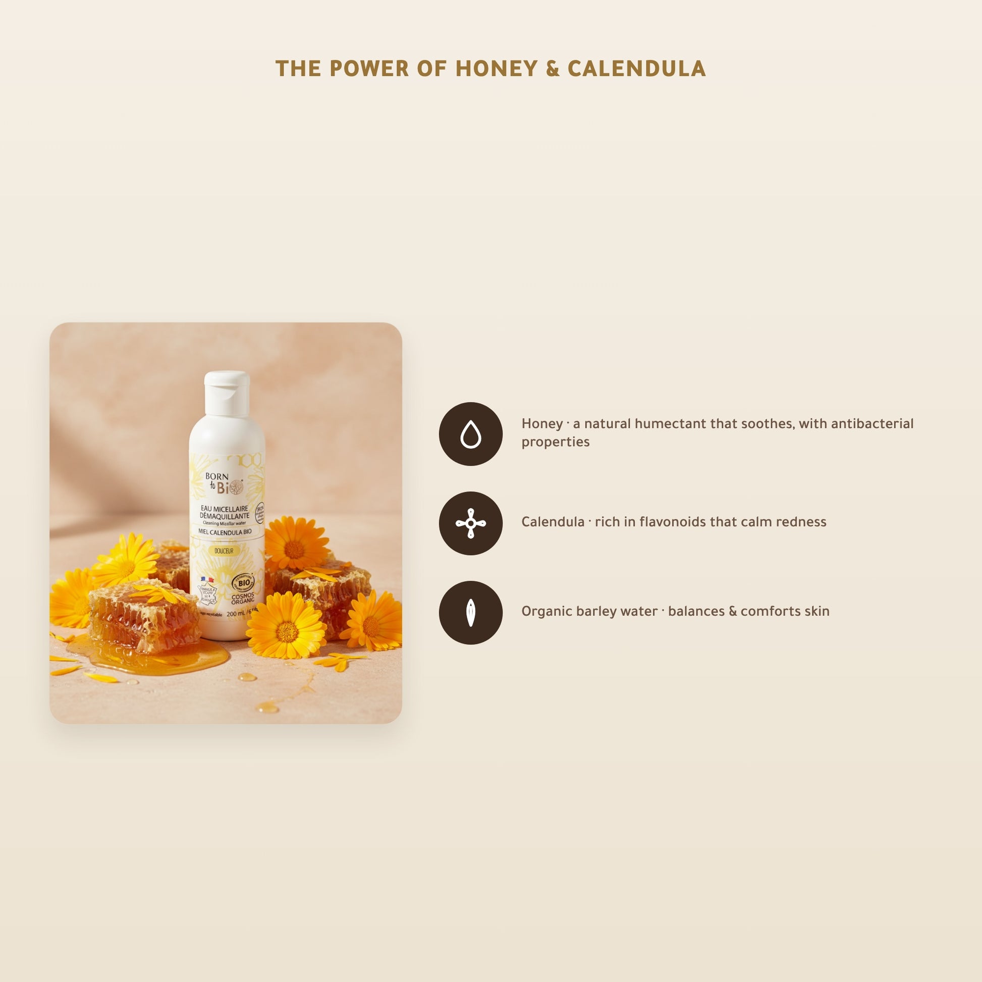 [EN] Organic Honey & Calendula Micellar Water – Made in Vichy, France | Born to Bio Vichy – slide 3