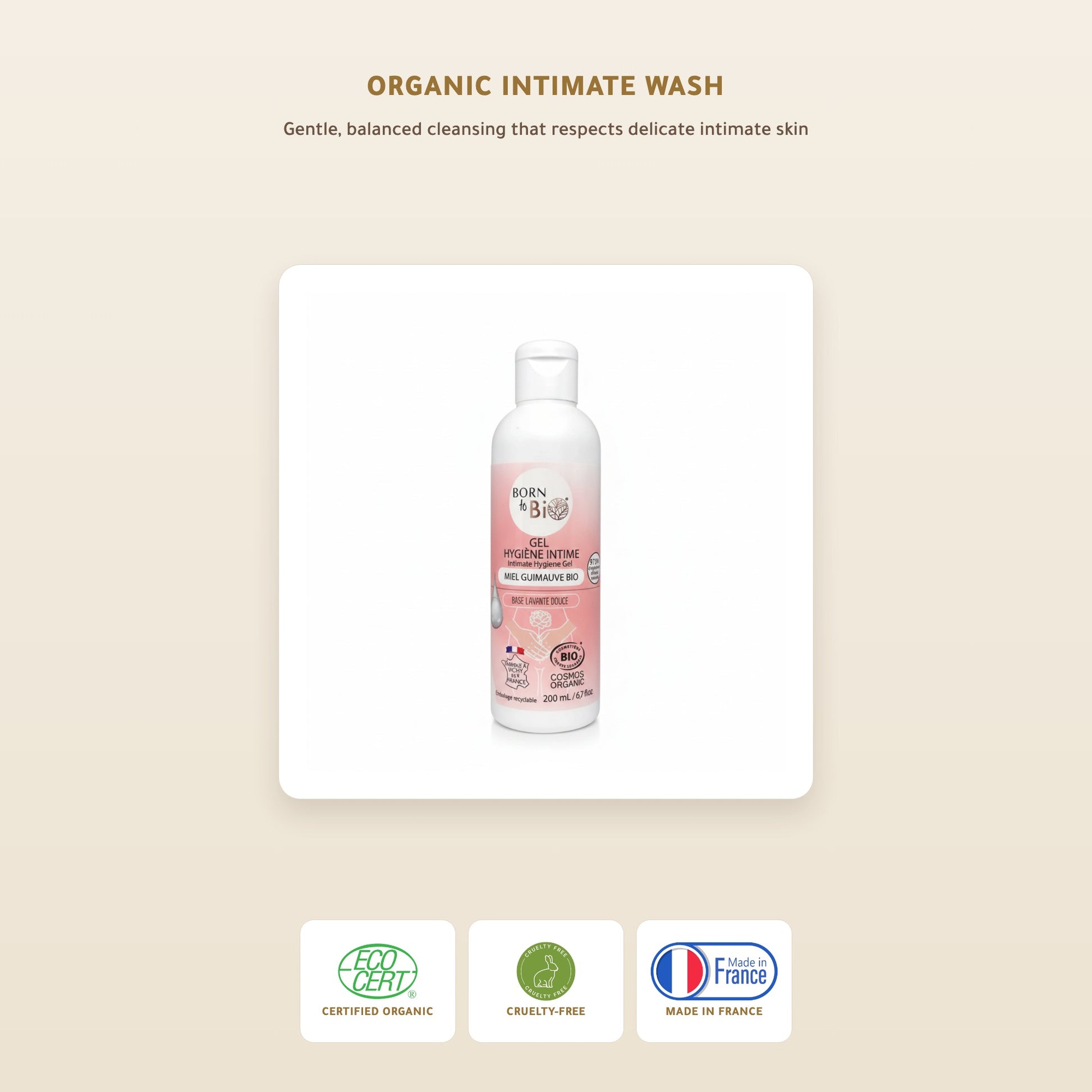 [EN] Organic Honey & Marshmallow Intimate Wash Gel – Certified Organic | Born to Bio Vichy – slide 1