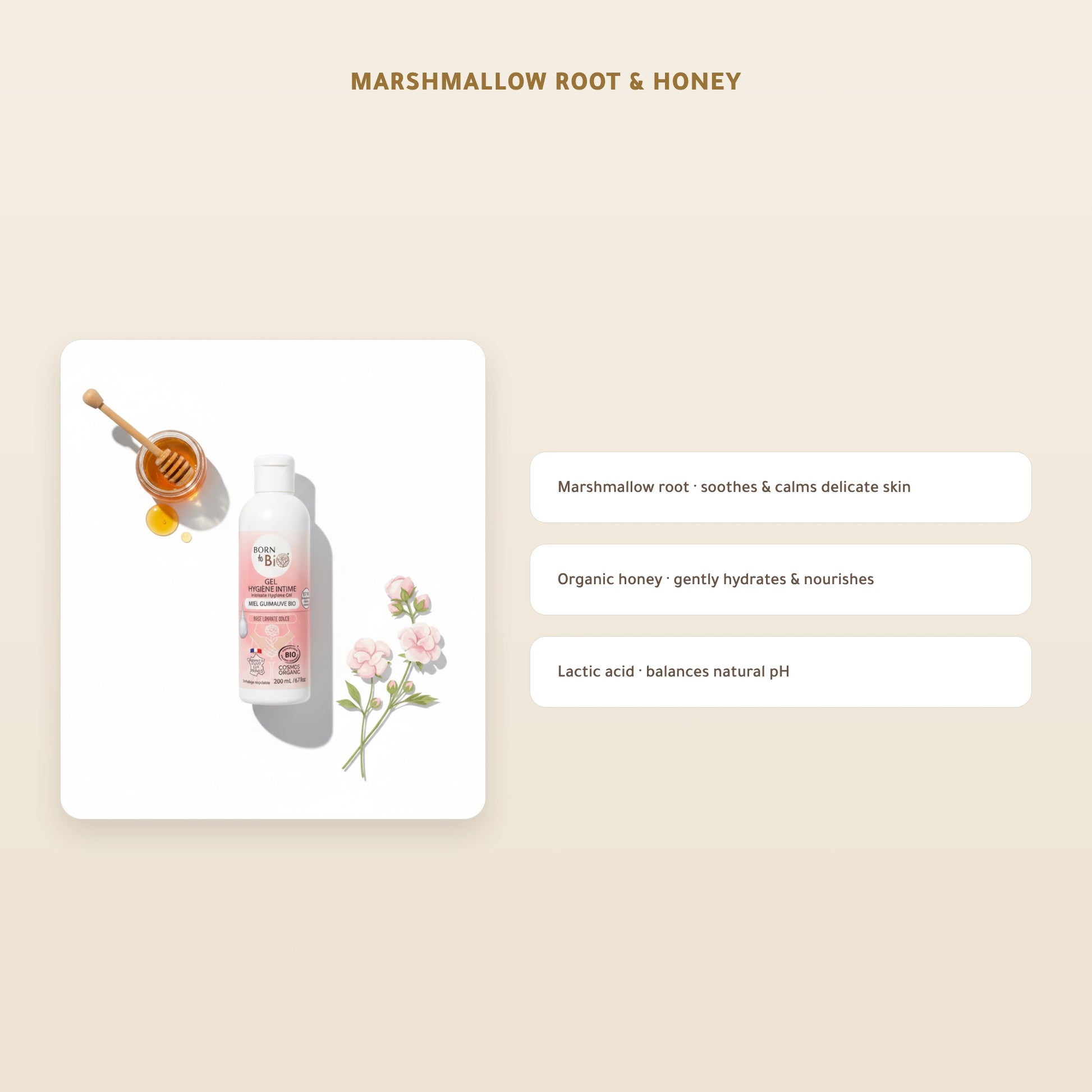 [EN] Organic Honey & Marshmallow Intimate Wash Gel – Certified Organic | Born to Bio Vichy – slide 3