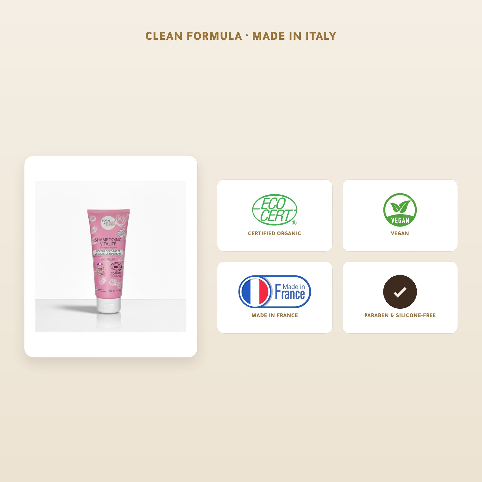 [EN] Organic Coconut & Raspberry Vinegar Shampoo for All Hair Types – Certified Organic | Born to Bio Vichy – slide 6