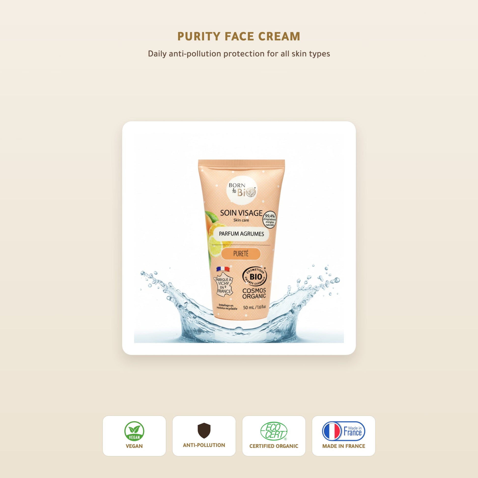 [EN] Organic Purity Face Cream – Made in Vichy, France | Born to Bio Vichy – slide 1