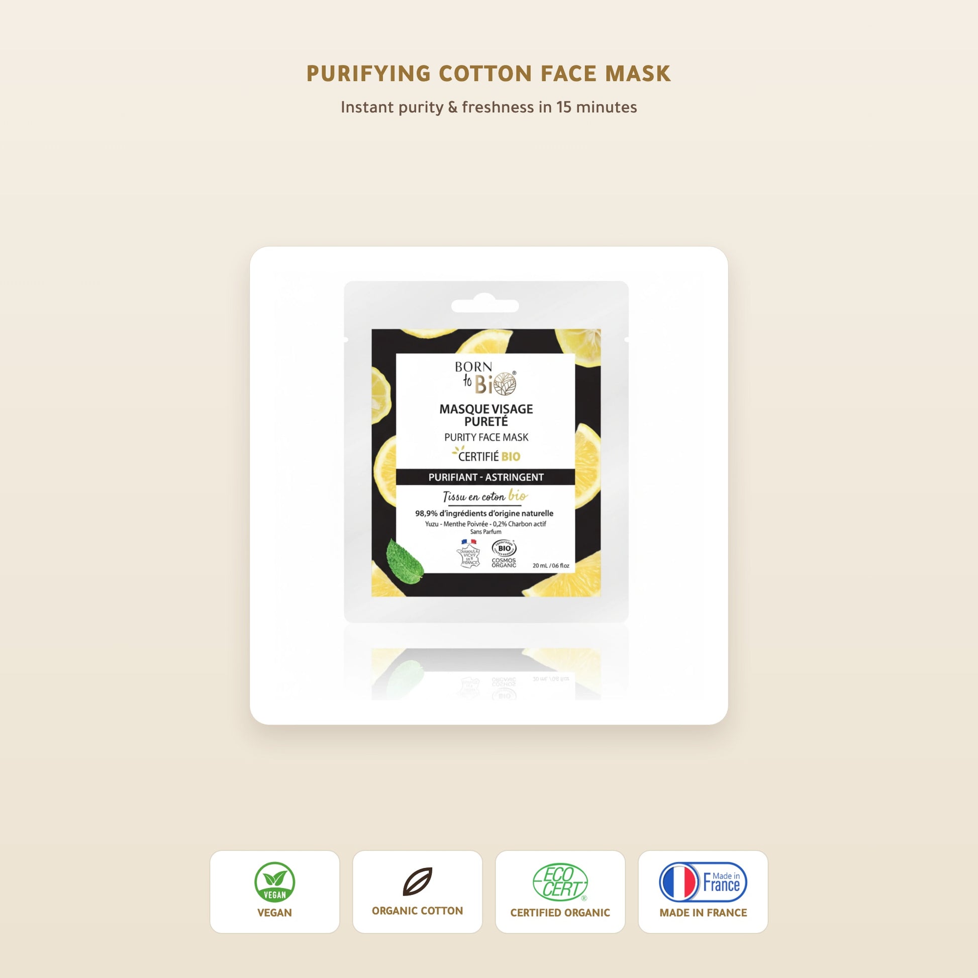 Organic Purity Cotton Face Mask – Made in Vichy, France | Born to Bio Vichy – slide 1