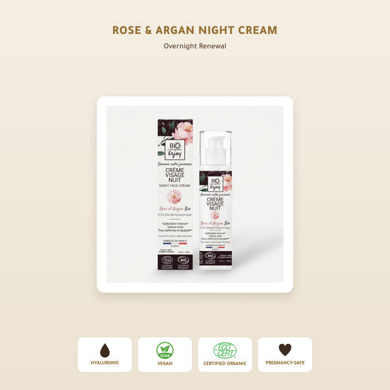 Organic Rose & Argan Night Cream – Overnight Hydration & Renewal with Damask Rose, Argan & Hyaluronic Acid | Born to Bio – slide 1
