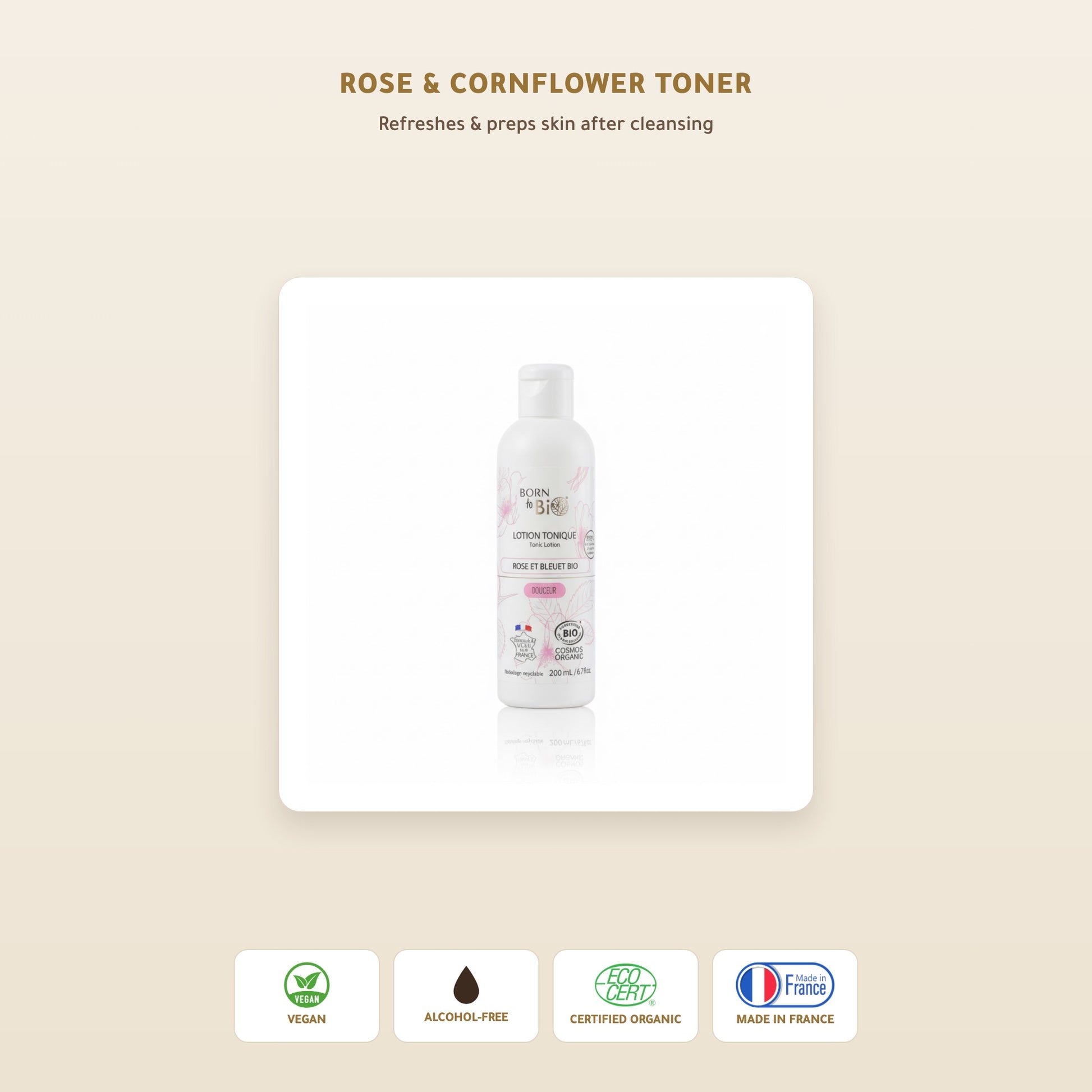 Organic Rose & Cornflower Toner – Made in Vichy, France | Born to Bio Vichy – slide 1