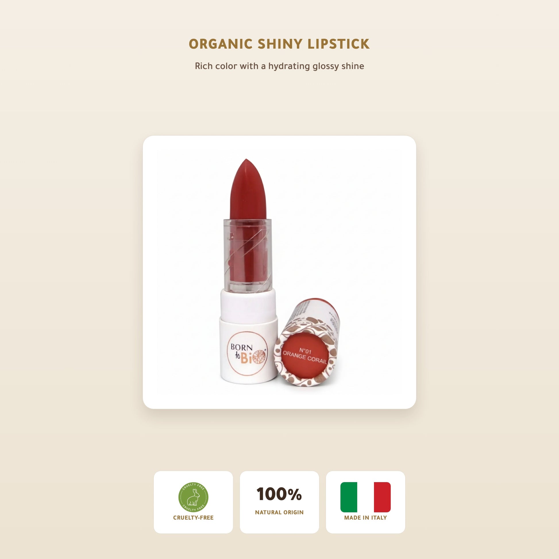 [EN] Certified Organic Shiny Lipstick – Nourishing Plant Oils | Born to Bio – slide 1