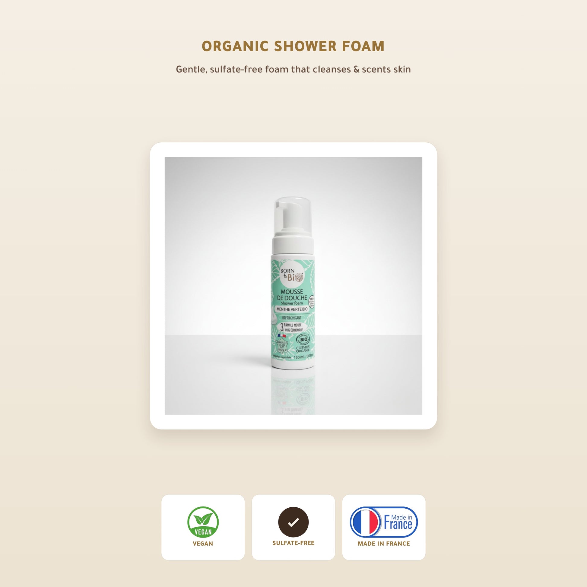[EN] Organic Green Mint Shower Foam – Certified Organic | Born to Bio Vichy – slide 1