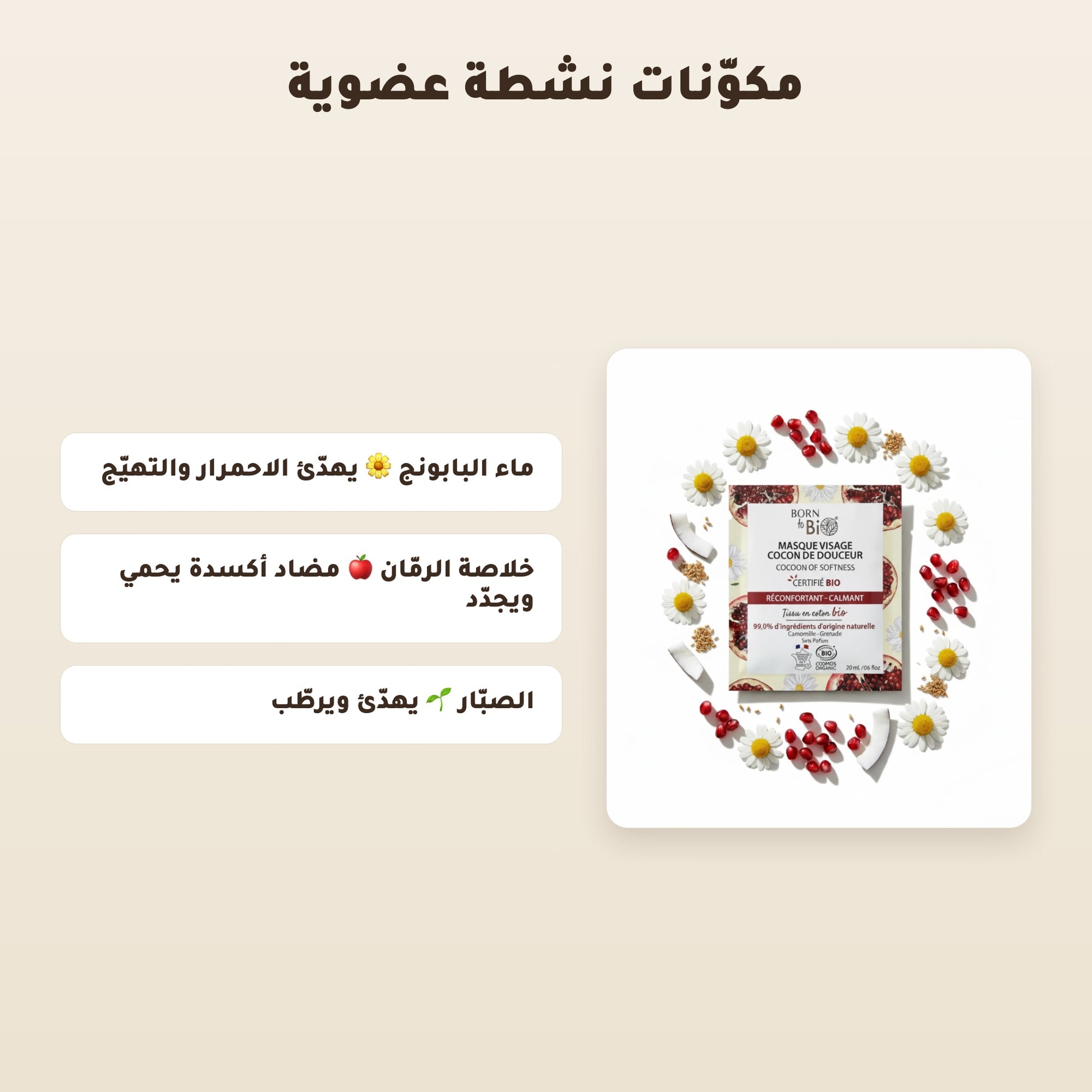 قناع العناية المهدّئة بالبشرة الحساسة – مُعتمد عضويًا | بورن تو بيو فيشي – 3