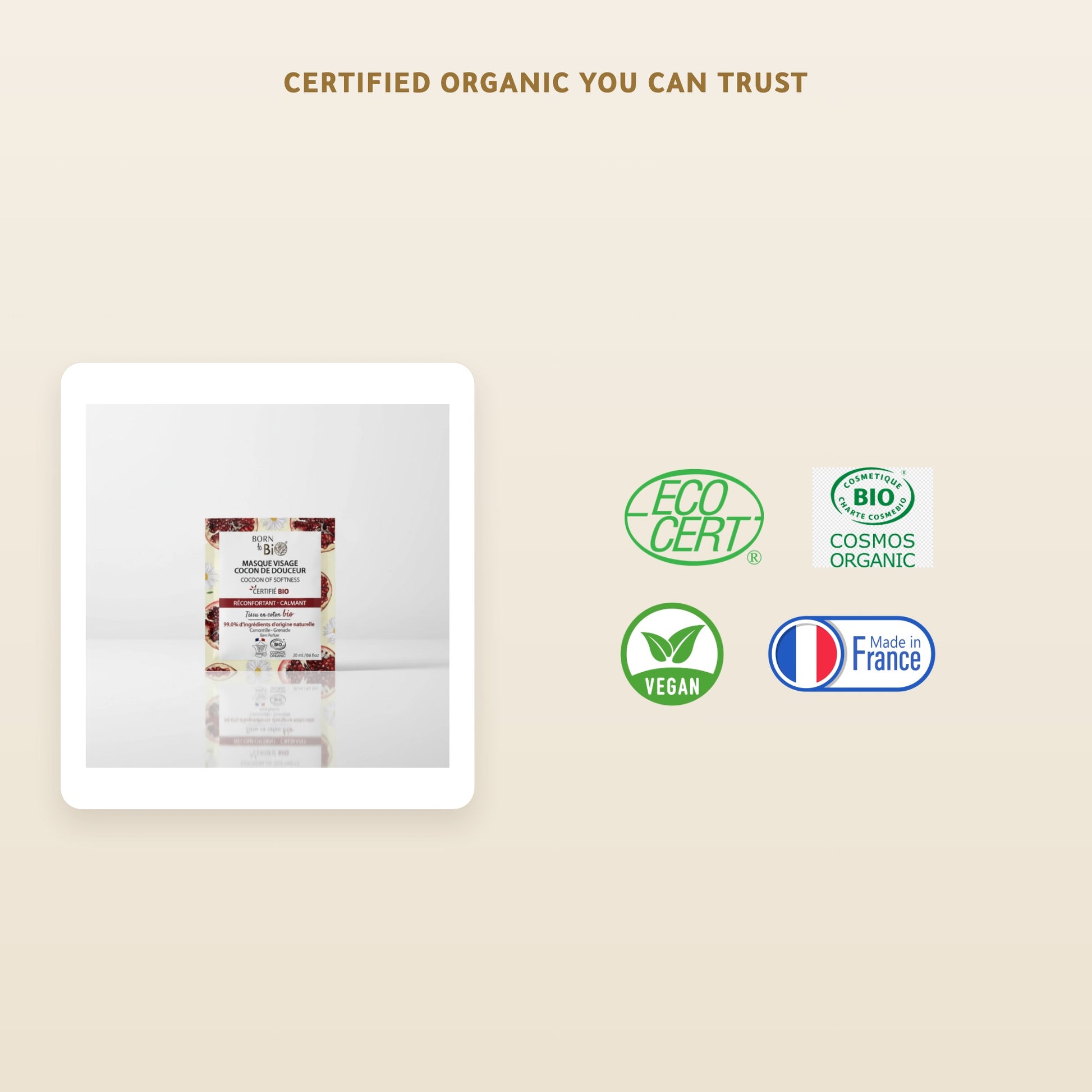 Organic Cotton Soothing Care Face Mask – Certified Organic | Born to Bio Vichy – slide 5