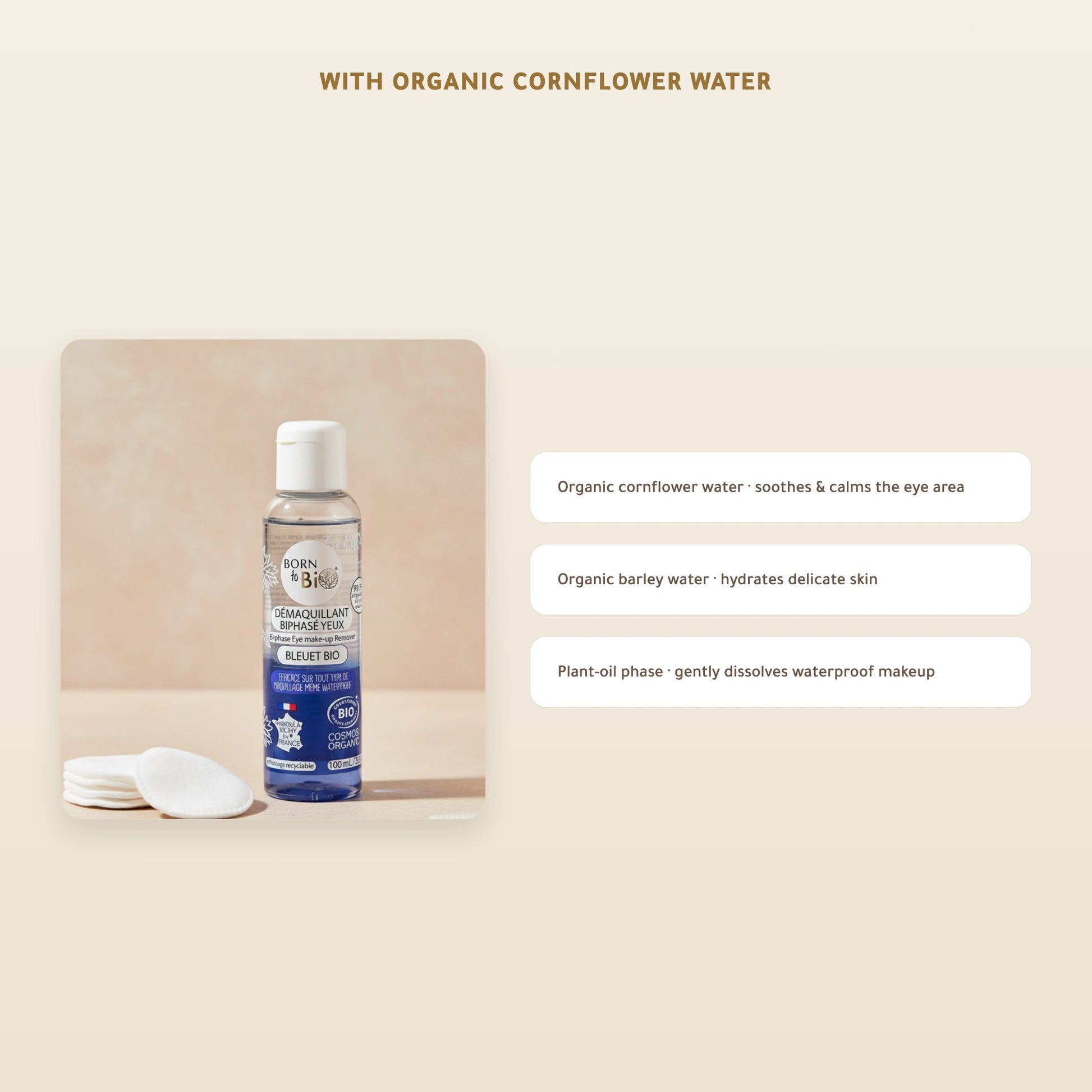 [EN] Certified Organic Waterproof Eye Makeup Remover - Born to Bio Vichy France – slide 3