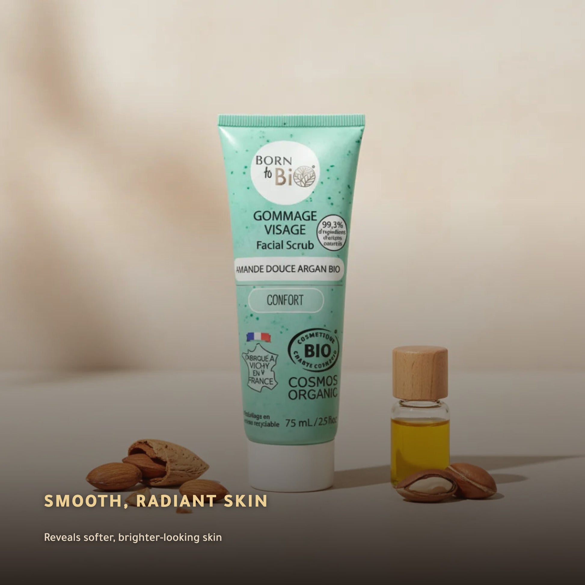 Sweet Almond Argan Face Scrub– Made in Vichy, France | Born to Bio Vichy – slide 5