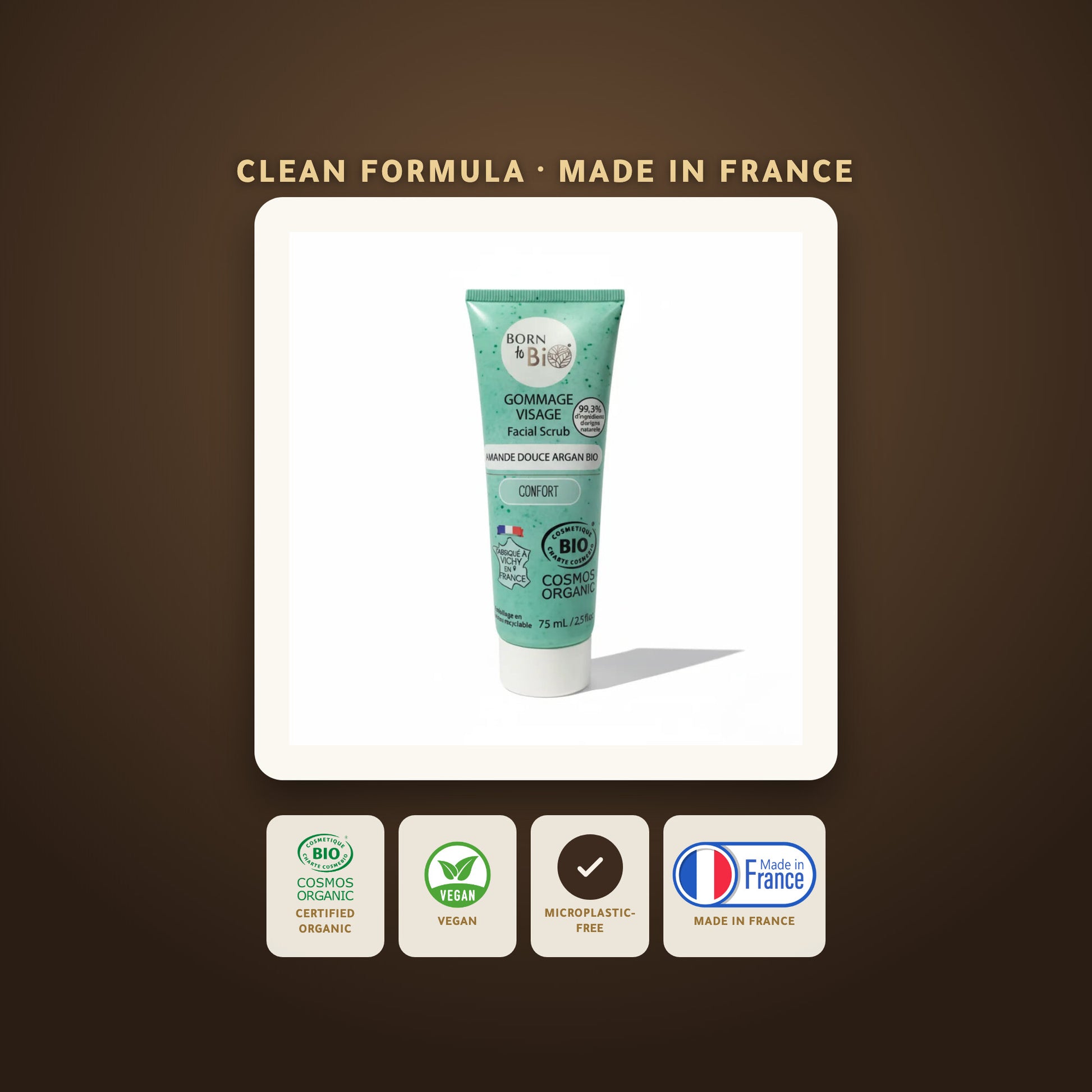 Sweet Almond Argan Face Scrub– Made in Vichy, France | Born to Bio Vichy – slide 6