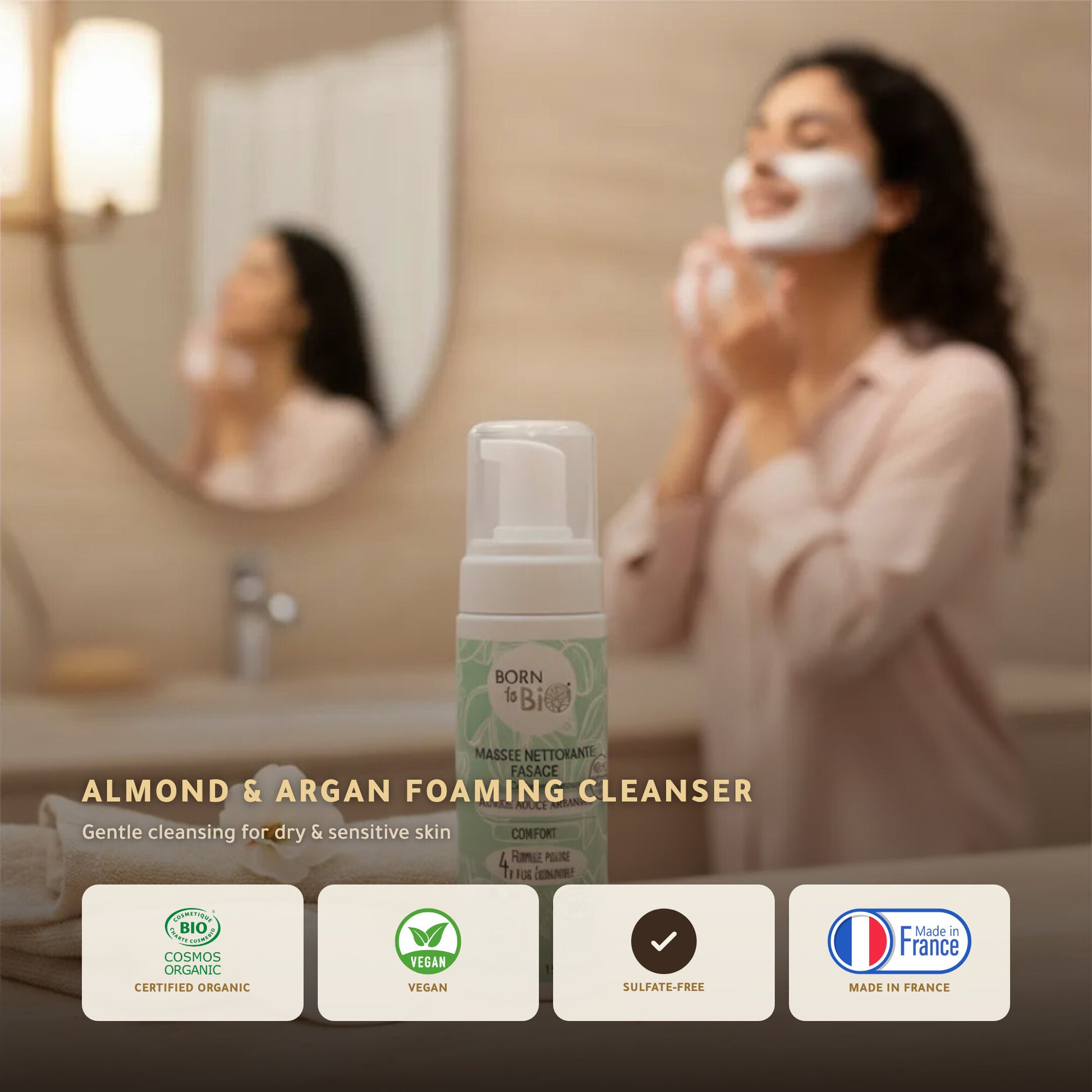 Organic Almond & Argan Face Cleansing Foam | Born to Bio Vichy – slide 1