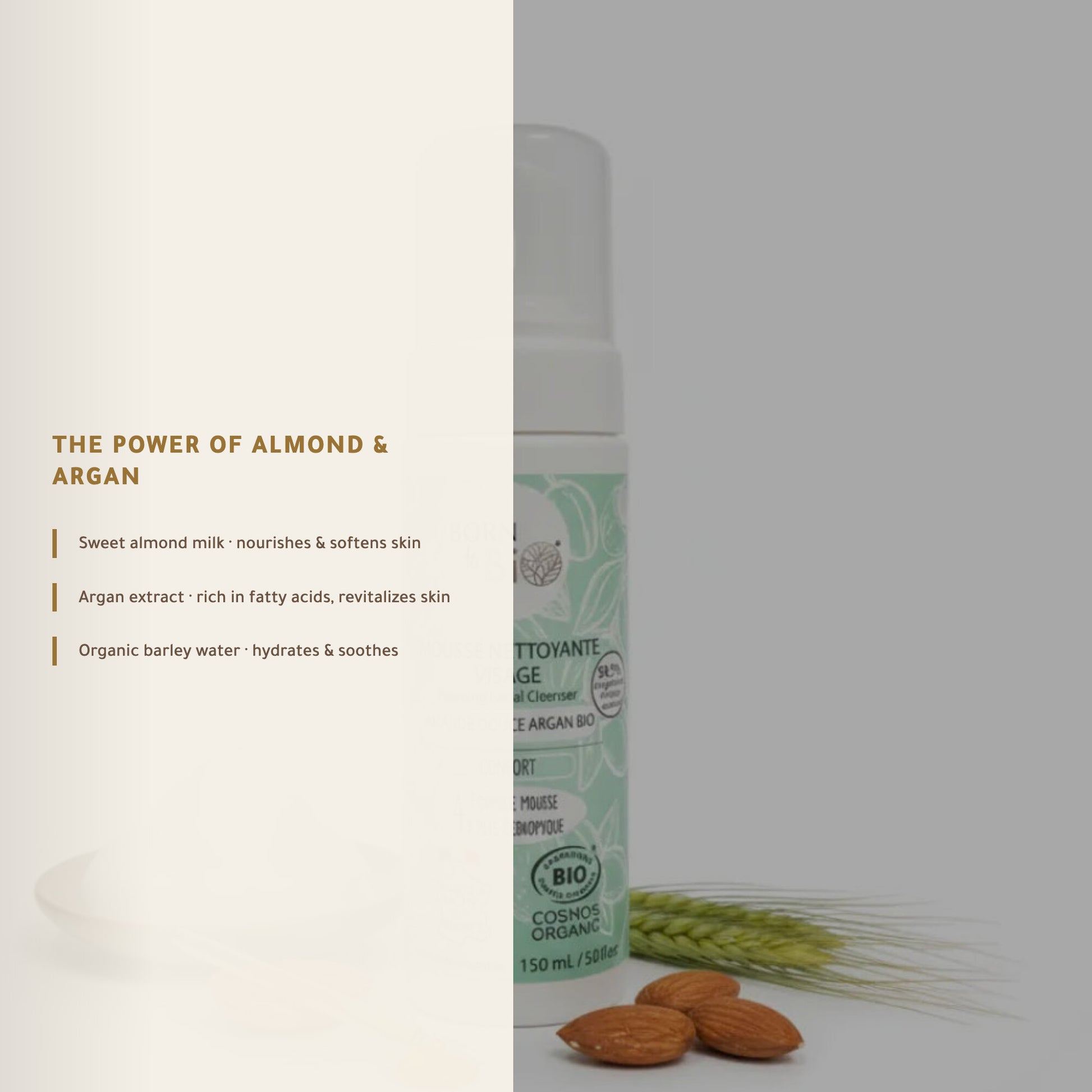 Organic Almond & Argan Face Cleansing Foam | Born to Bio Vichy – slide 3