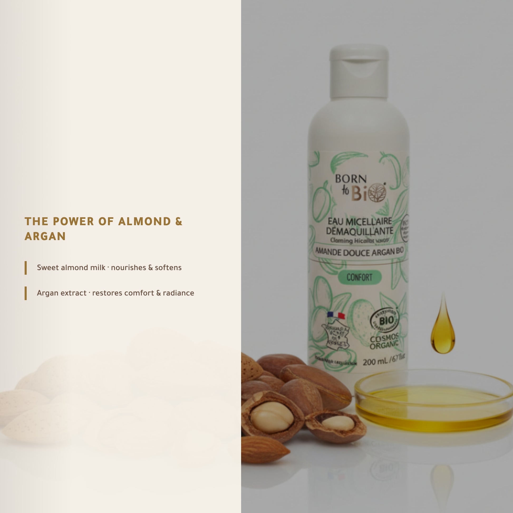 Organic Almond & Argan Micellar Water – Made in Vichy, France | Born to Bio Vichy – slide 3