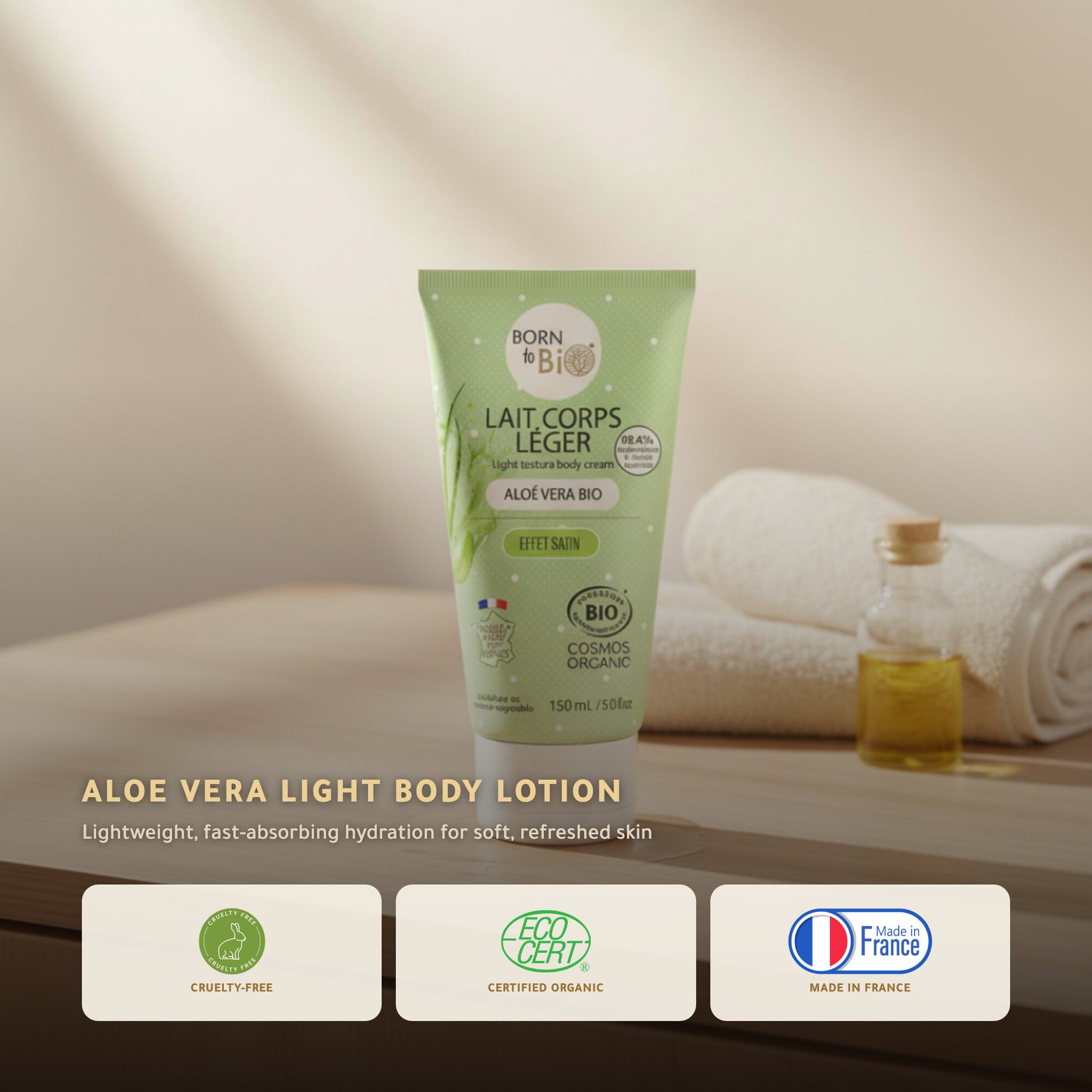 Aloe Vera Light Body Lotion – Certified Organic | Born to Bio Vichy – slide 1