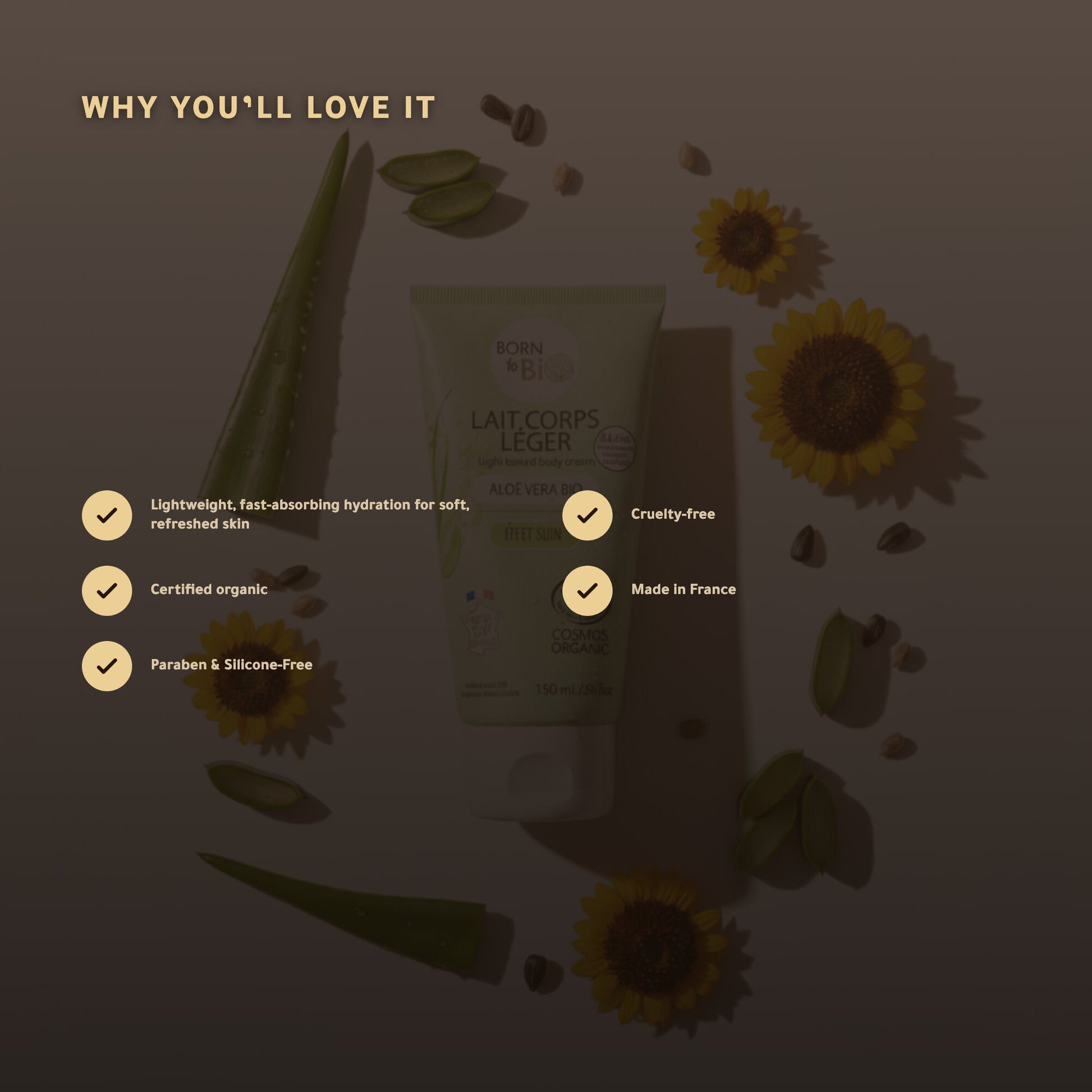 Aloe Vera Light Body Lotion – Certified Organic | Born to Bio Vichy – slide 2