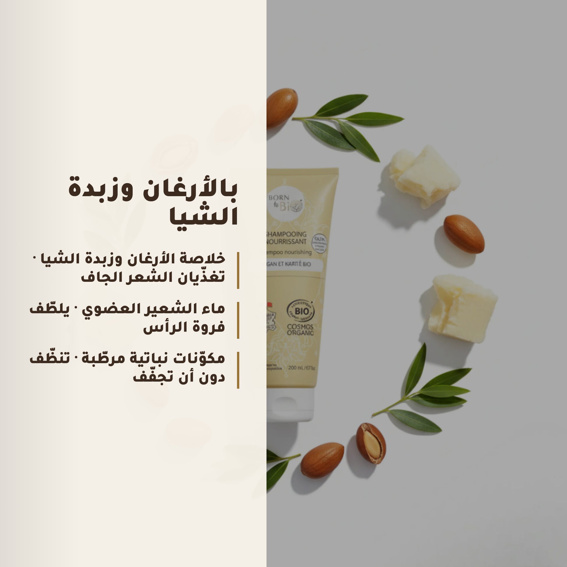 شامبو مغذٍ بالأرغان وزبدة الشيا – مُعتمد عضويًا | بورن تو بيو فيشي – 4