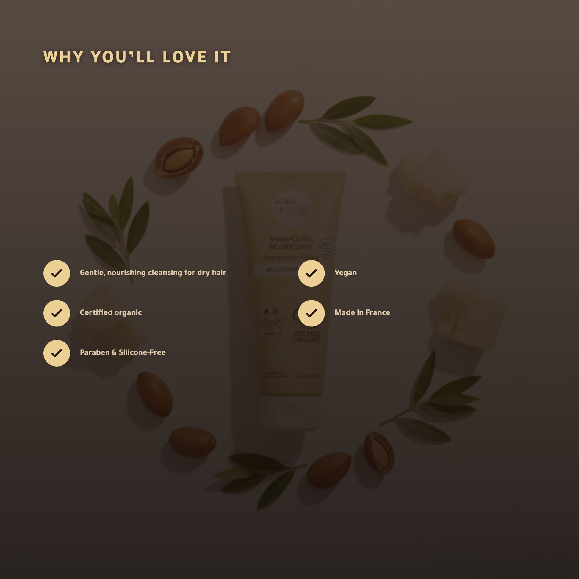 Organic Nourishing Argan & Shea Shampoo for Dry Hair – Certified Organic | Born to Bio Vichy – slide 2