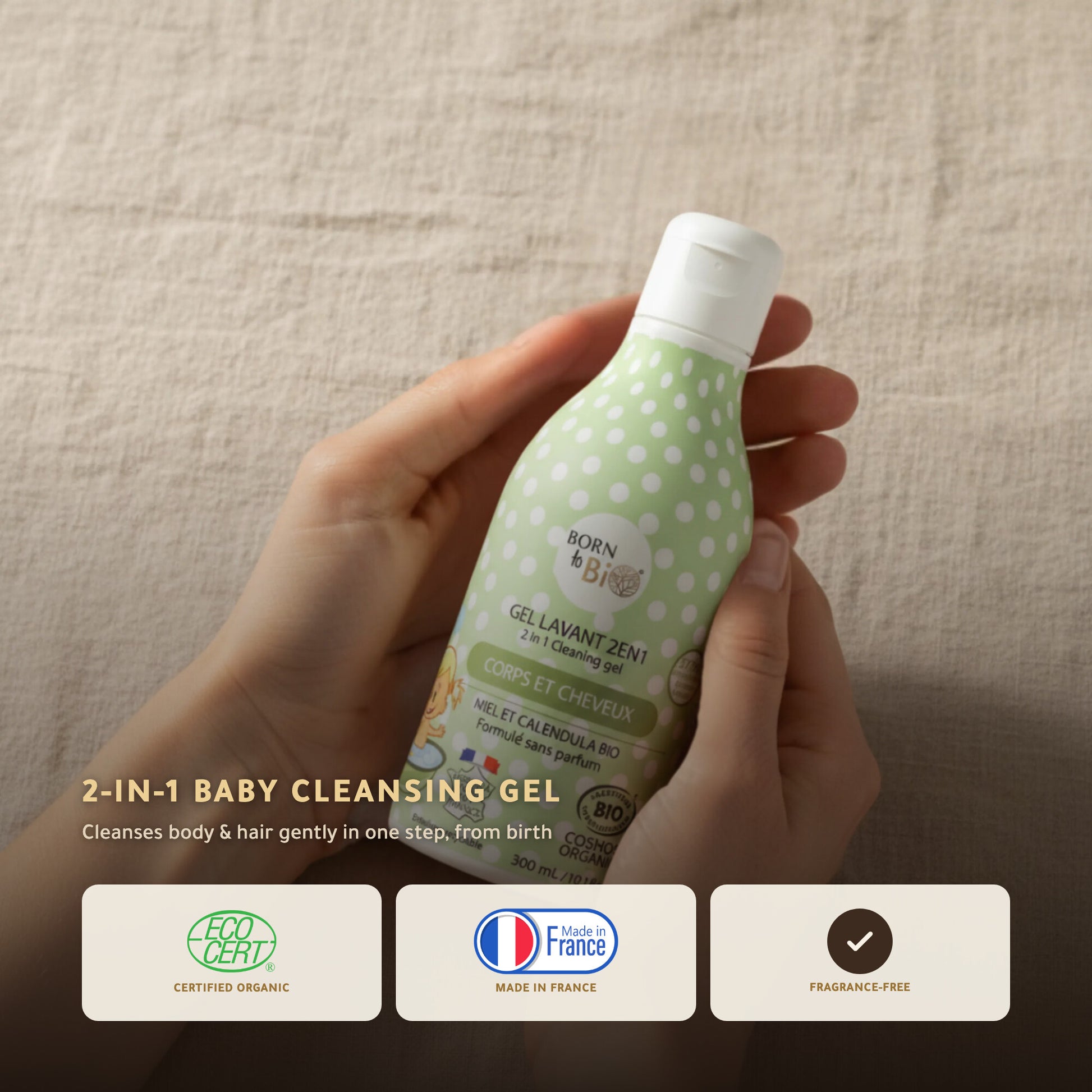 Organic 2-in-1 Baby Cleansing Gel – Certified Organic | Born to Bio Vichy – slide 1
