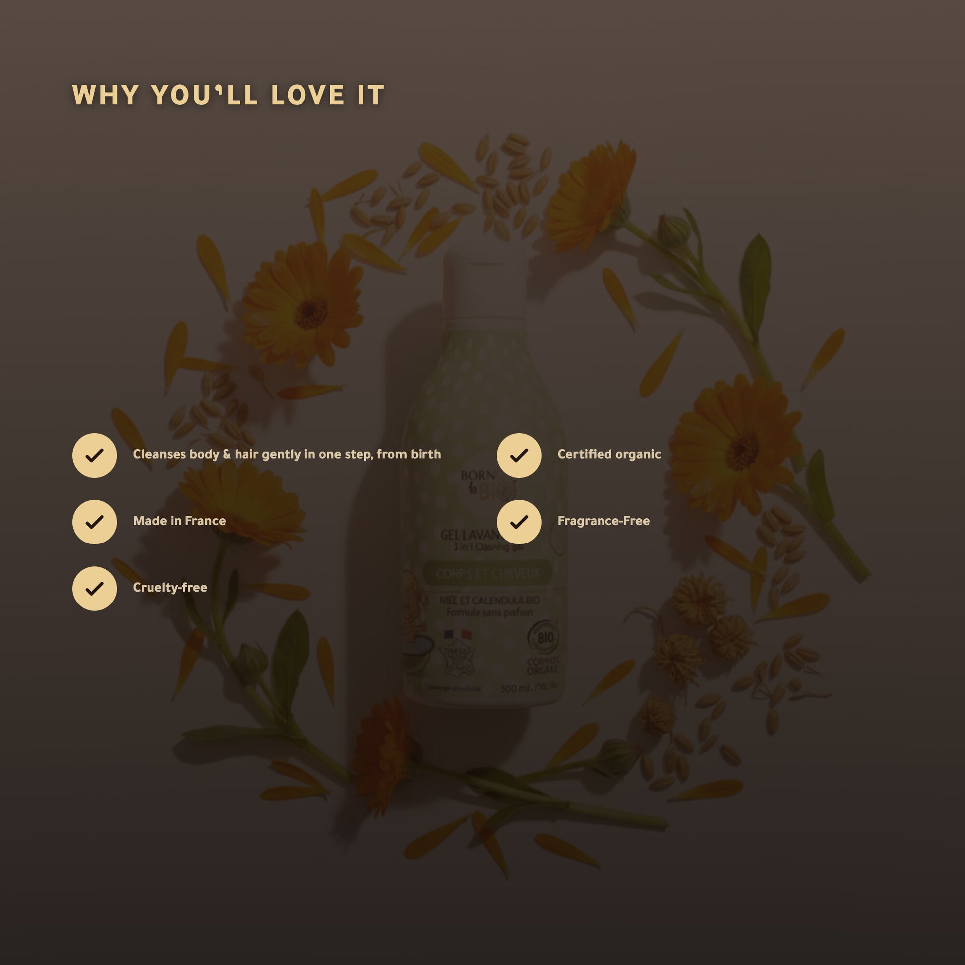 Organic 2-in-1 Baby Cleansing Gel – Certified Organic | Born to Bio Vichy – slide 2