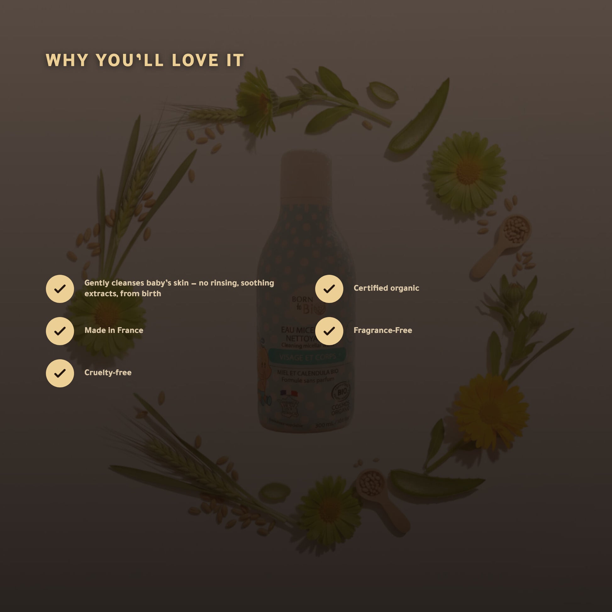 Organic Micellar Cleansing Water for Baby – Certified Organic | Born to Bio Vichy – slide 2