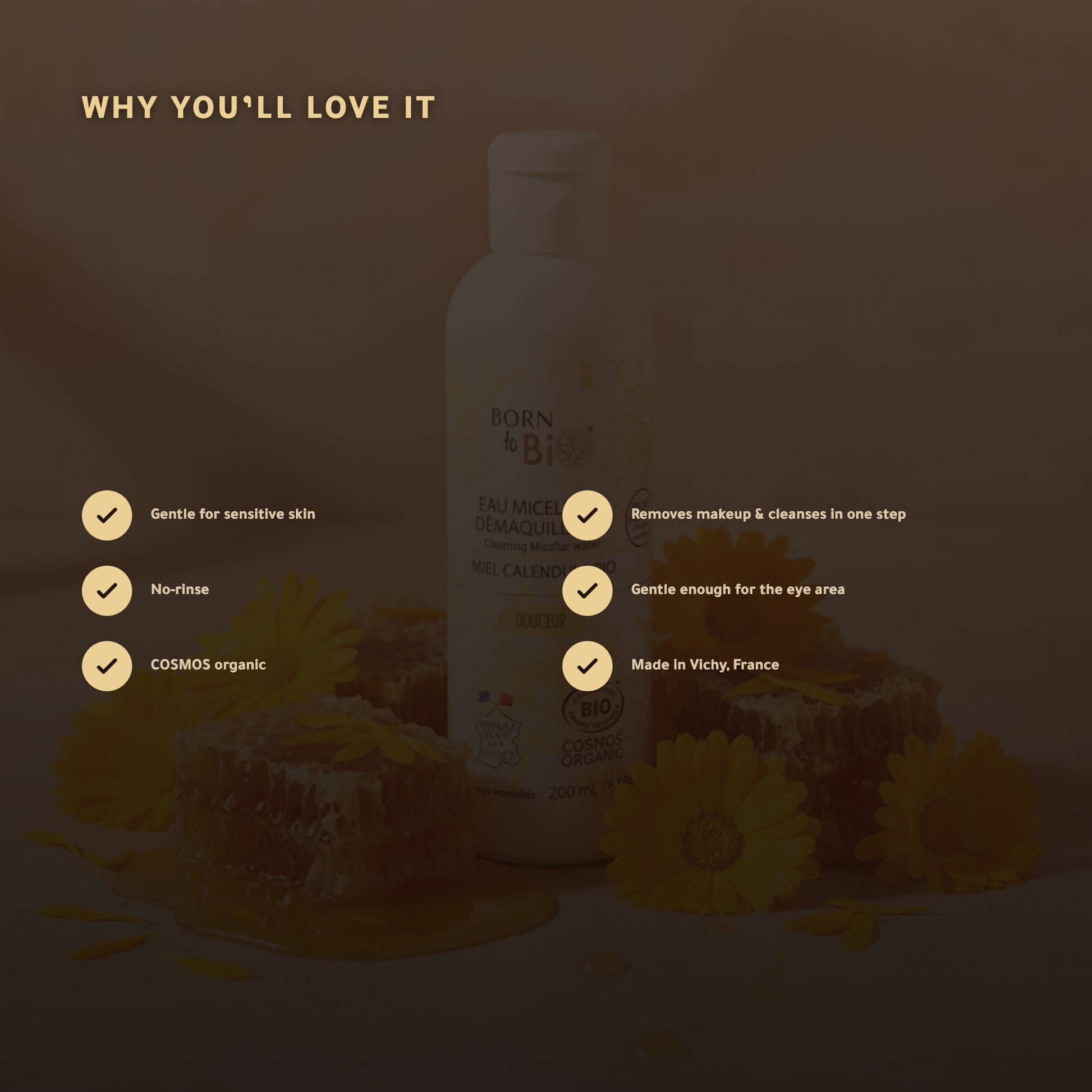 Organic Honey & Calendula Micellar Water – Made in Vichy, France | Born to Bio Vichy – slide 2