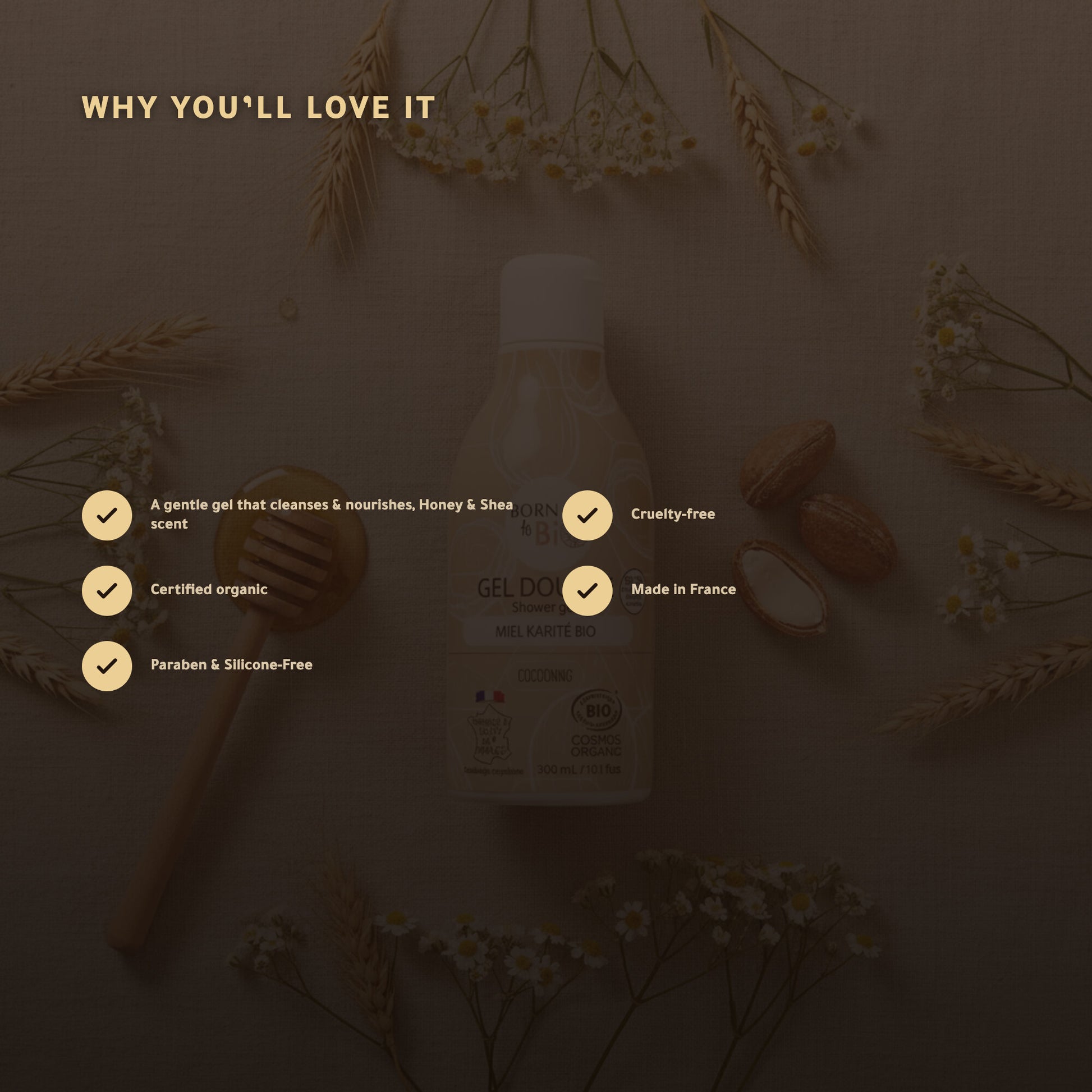 Organic Honey & Shea Shower Gel – Certified Organic | Born to Bio Vichy – slide 2