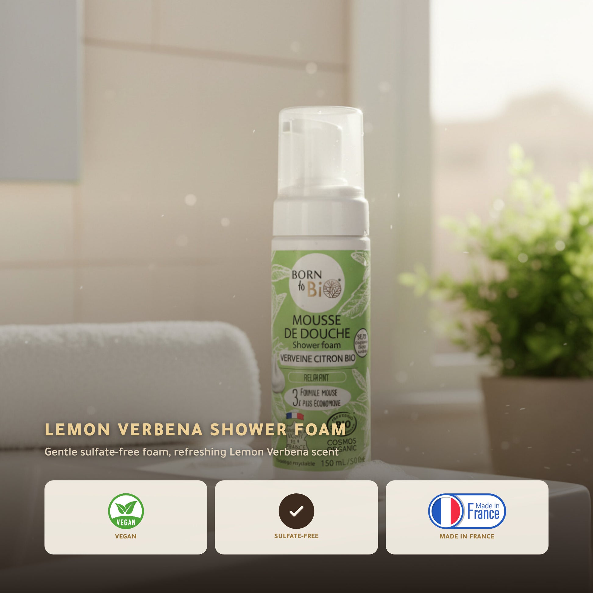 Organic Verbena Lemon Shower Foam – Certified Organic | Born to Bio Vichy – slide 1