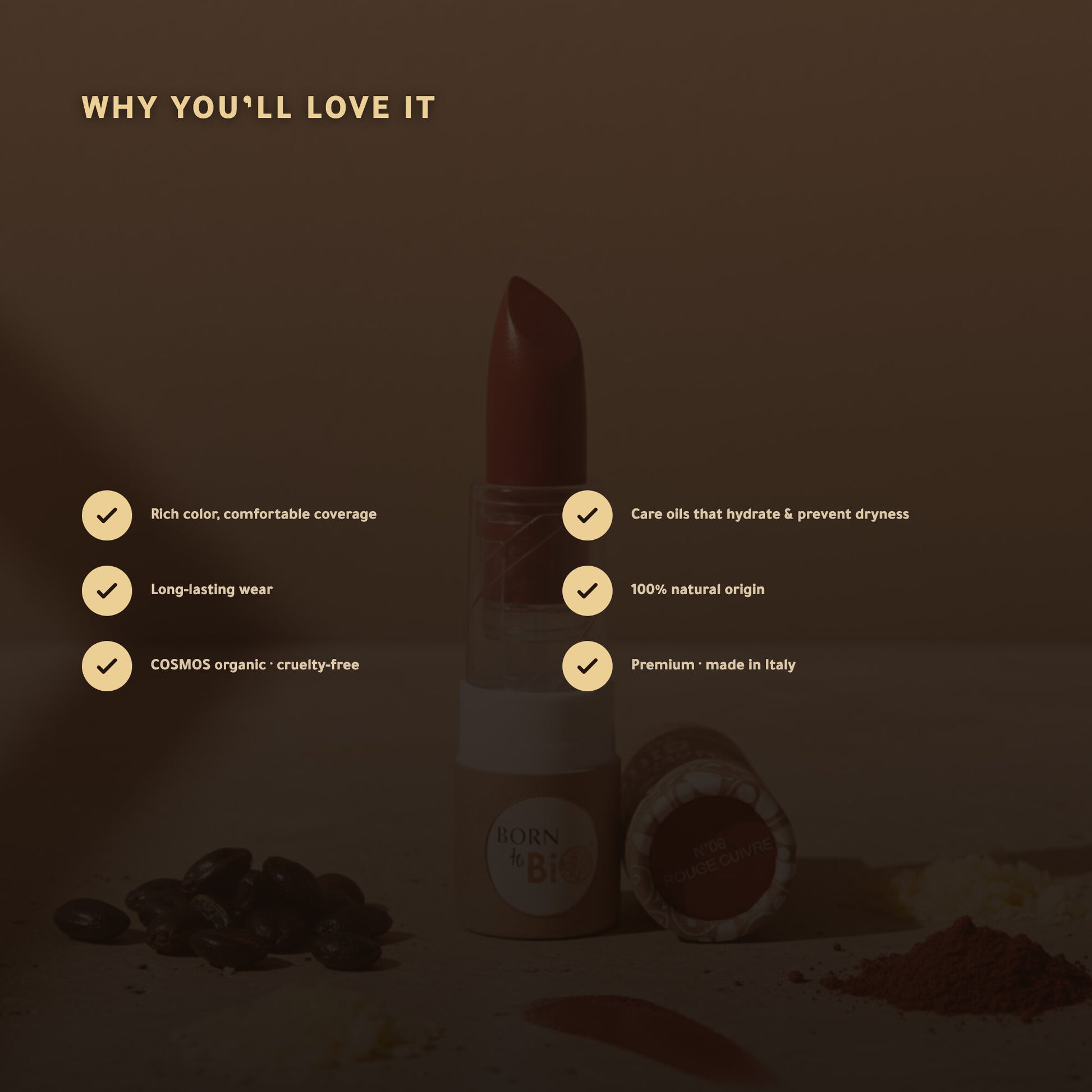 Organic Matte Lipstick – French Formula | Born to Bio Vichy – slide 3