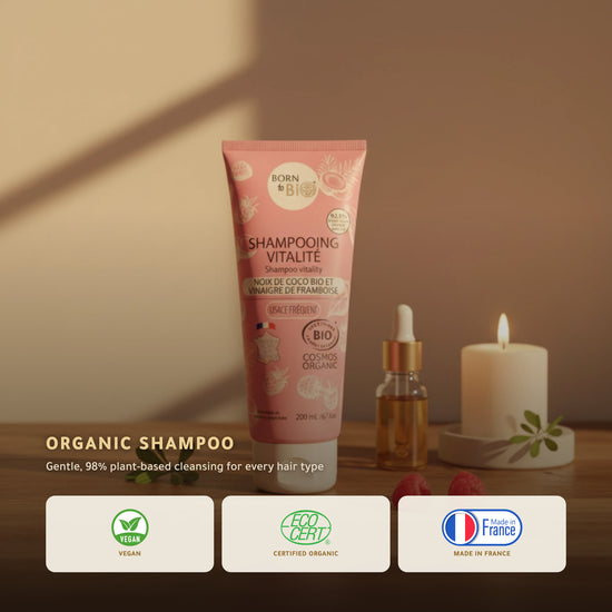 Organic Coconut & Raspberry Vinegar Shampoo for All Hair Types – Certified Organic | Born to Bio Vichy – slide 1