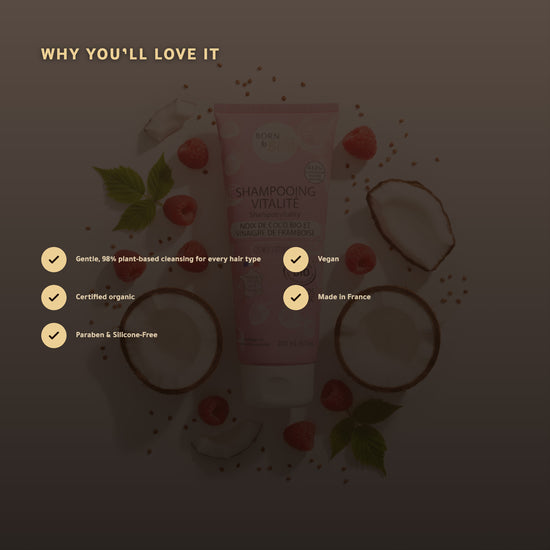Organic Coconut & Raspberry Vinegar Shampoo for All Hair Types – Certified Organic | Born to Bio Vichy – slide 3