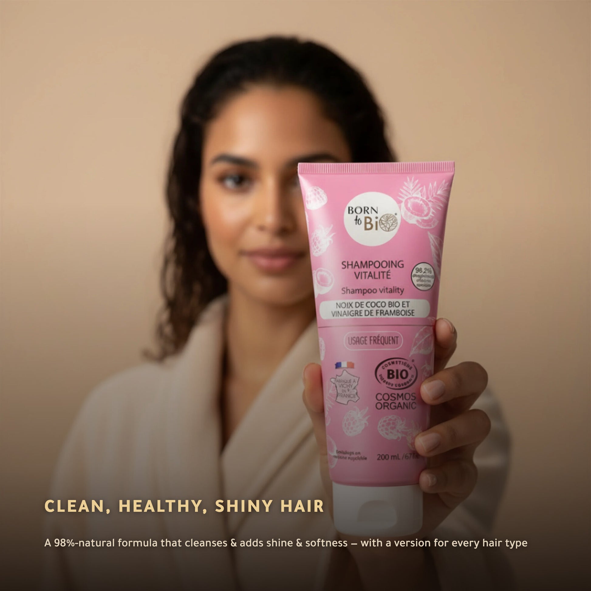 Organic Coconut & Raspberry Vinegar Shampoo for All Hair Types – Certified Organic | Born to Bio Vichy – slide 6