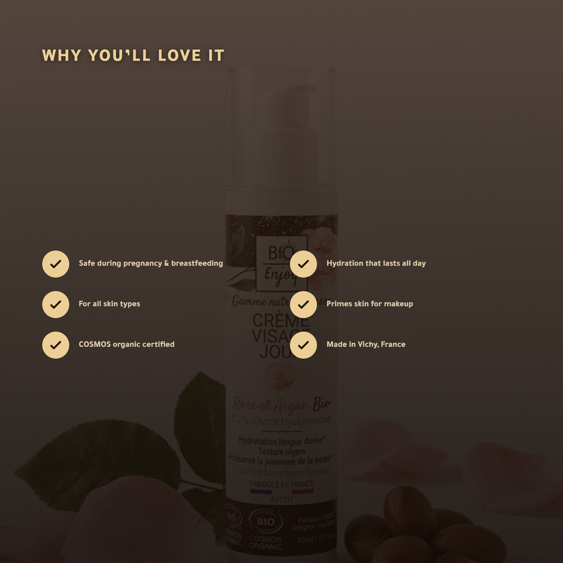 Organic Rose & Argan Day Cream – Certified Organic | Born to Bio Vichy – slide 2