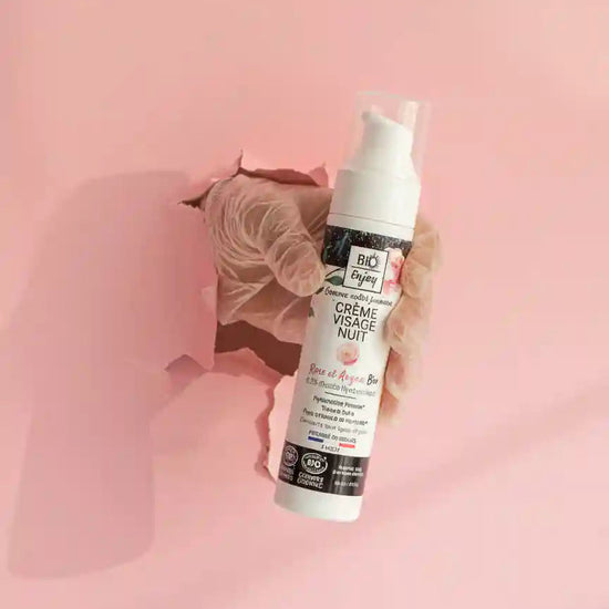 Organic Rose & Argan Night Cream by Born to Bio — Damask rose and argan oil lifestyle scene