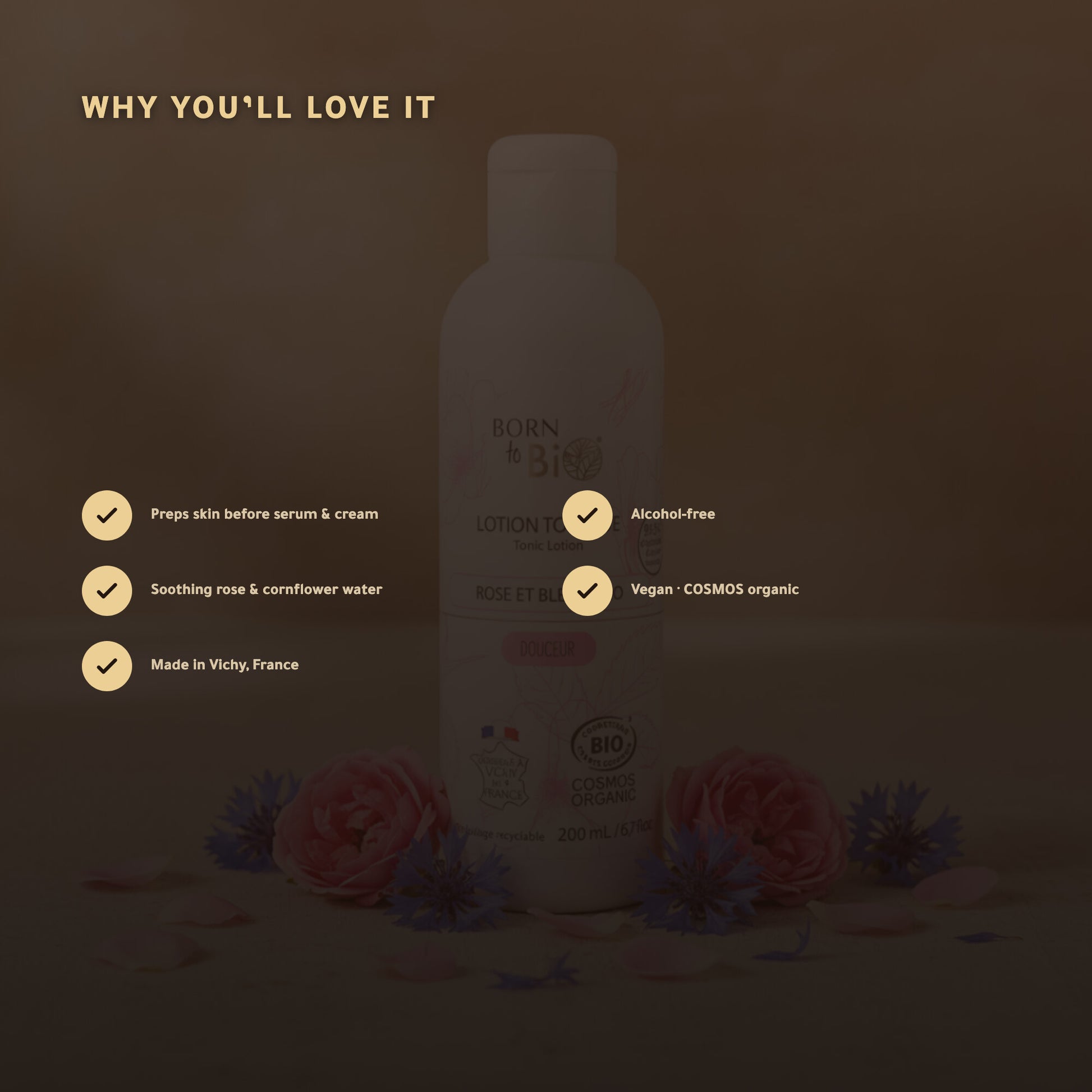 Organic Rose & Cornflower Toner – Made in Vichy, France | Born to Bio Vichy – slide 2